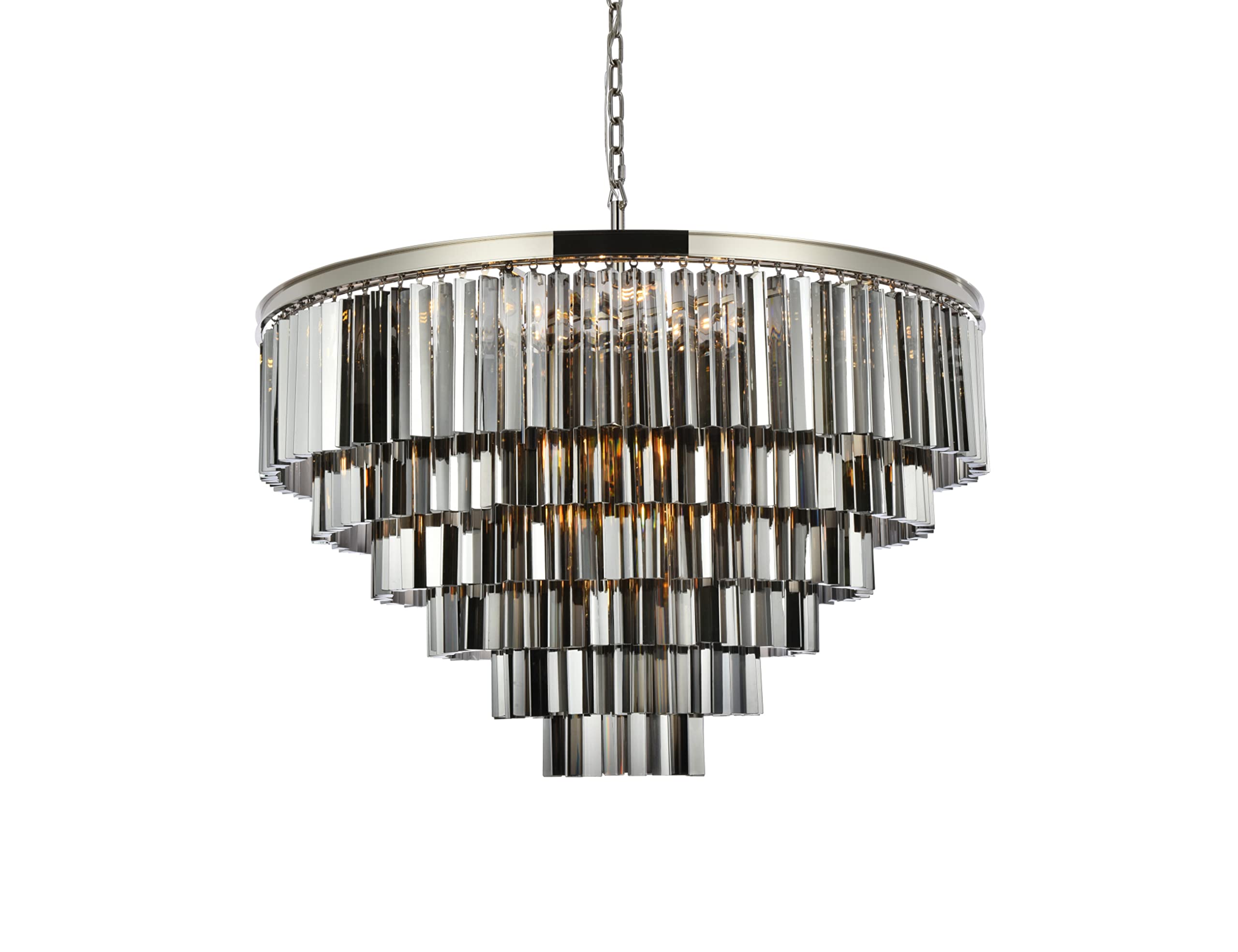 Elegant Lighting Sydney Collection 33-Light Pendant Lamp with Royal Cut Silver Shade Crystals, Polished Nickel Finish