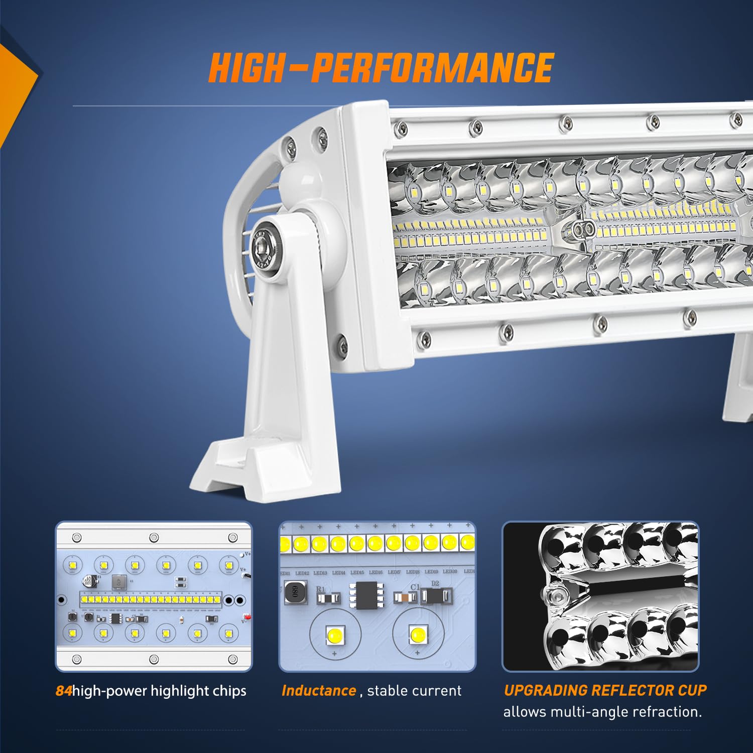 Nilight 9.5 Marine LED Light Bar - White Spot Flood Combo for Boats, Yachts, Trucks & Tractors - 84 LEDs Navigation Lighting