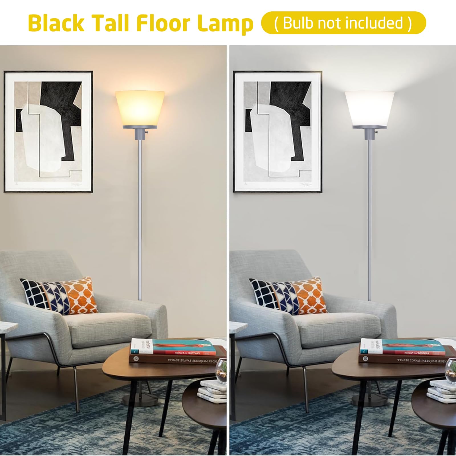 Kukobo Standing Lamp For Bedroom, Led Modern Floor Lamp For Living Room Office, Sliver Tall Bright Floor Lamp With White Plastic