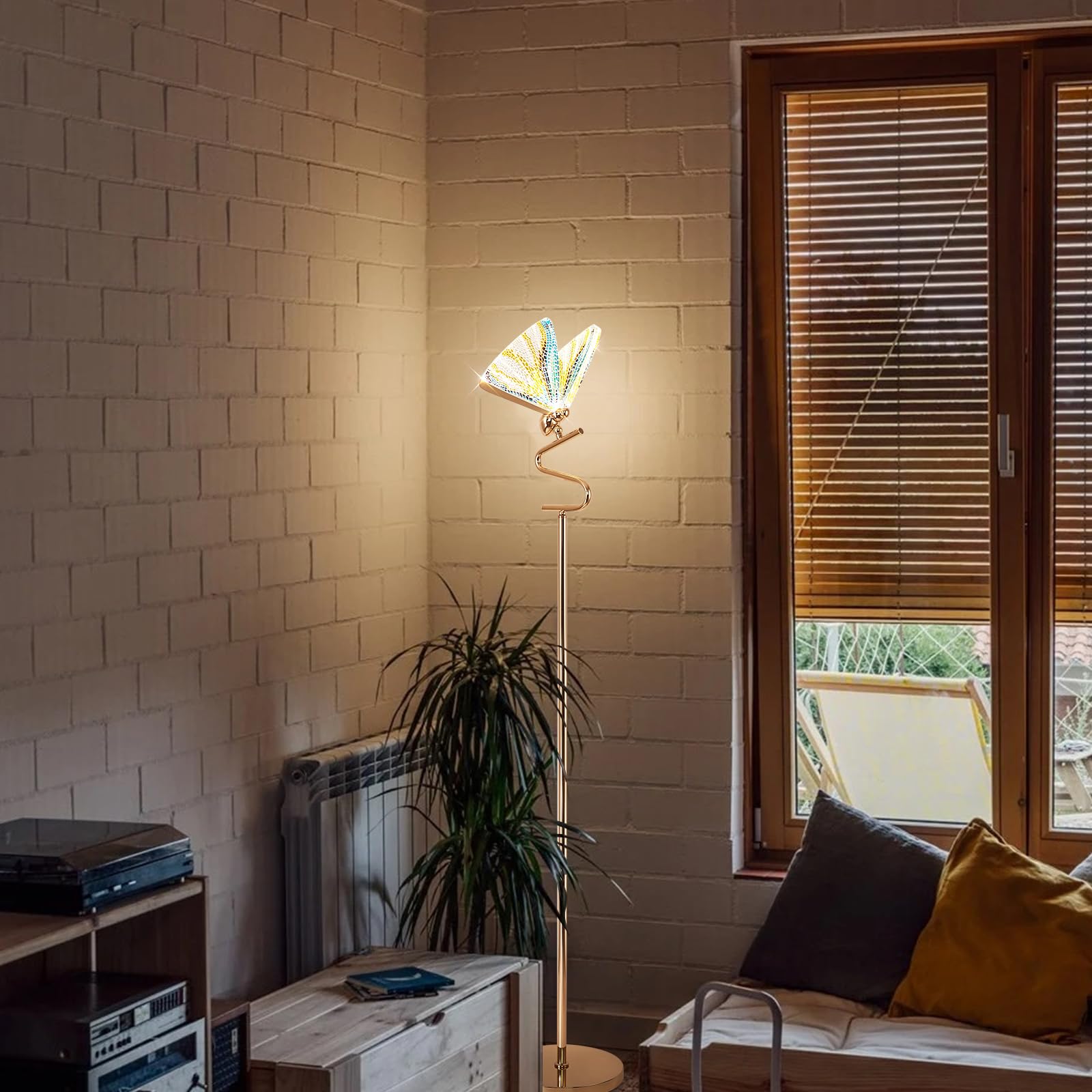 O'Neeldy Gold Butterfly, Decorative Goose Neck Design, 12W Led Standing Tall Lamp For Living Room, 4000K Warm White Energy-Savin