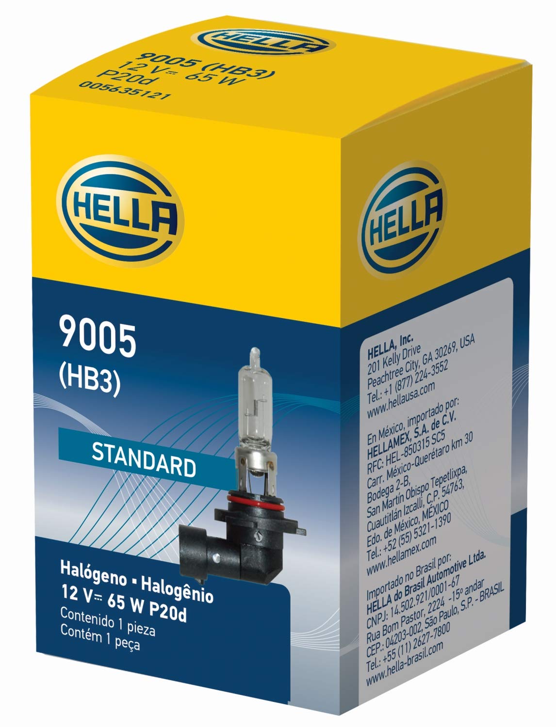 HELLA 9005 Standard Halogen Bulb, 12 V, 65W, Multi
