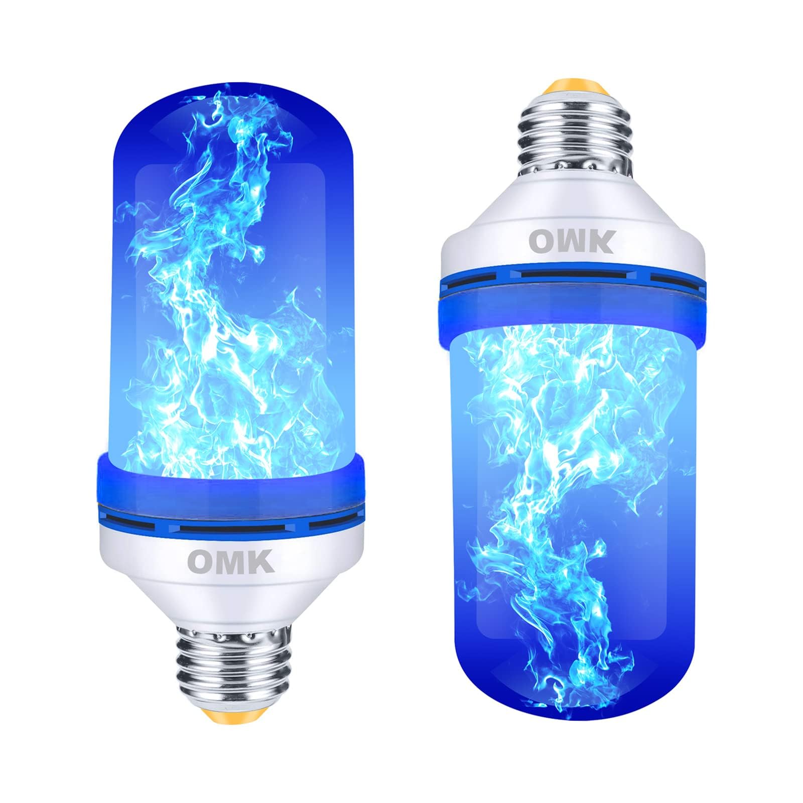 Omk - Blue Flame Halloween Decor Led Flame Effect Light Bulbs - Newest Upgraded 4 Modes Fire Simulated Lamps - Christmas, Party, Indoor/Outdoor Decoration Lights (Blue 2)