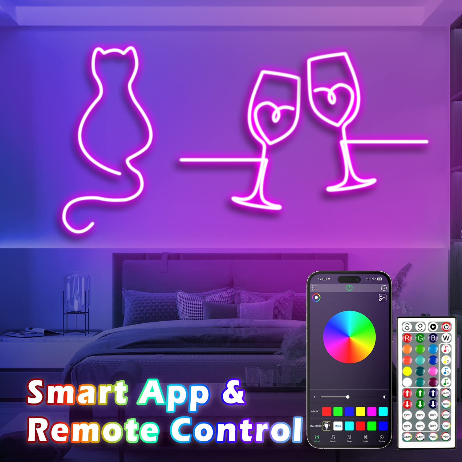 L8star RGB 16.4ft LED Neon Rope Light with Remote Control, Flexible Plastic Strip for Indoor/Outdoor Decor, Model L82M