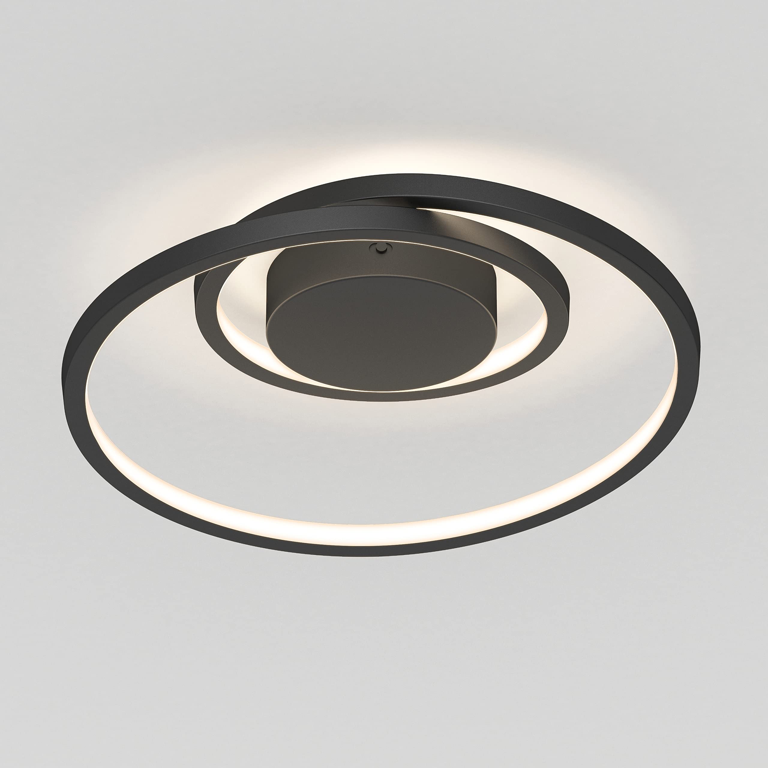 Artika Salto 15W Led Modern Flush Mount Light Fixture, Matte Black, 700 Lumens, No Bulb Needed