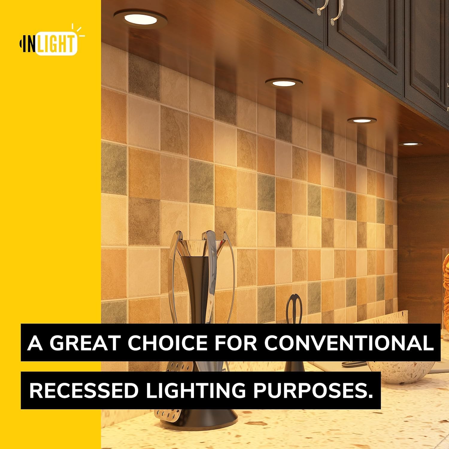 GETINLIGHT Dimmable LED Puck Lights Kit, 3000K, Black, 6-Pucks, Plug-in Installation, Model IN-0102-6-BK