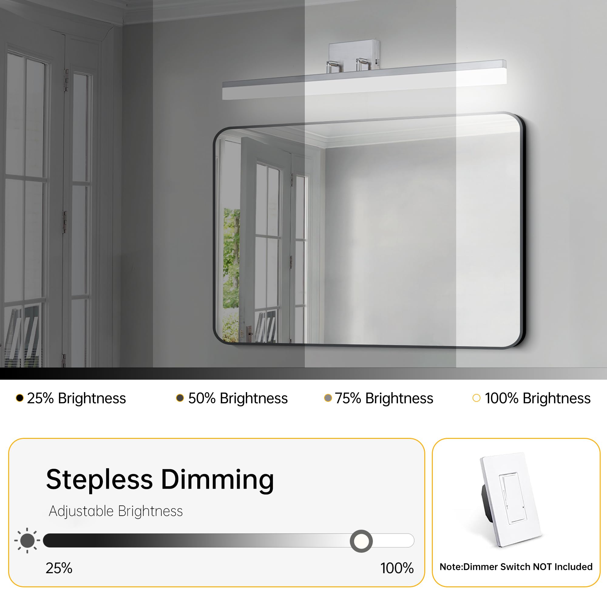 Humhold 36 Inch Bathroom Vanity Light, 5Cct Led Modern Bathroom Light Fixtures Over Mirror, Dimmable 36W 2700K-5000K Makeup Vani