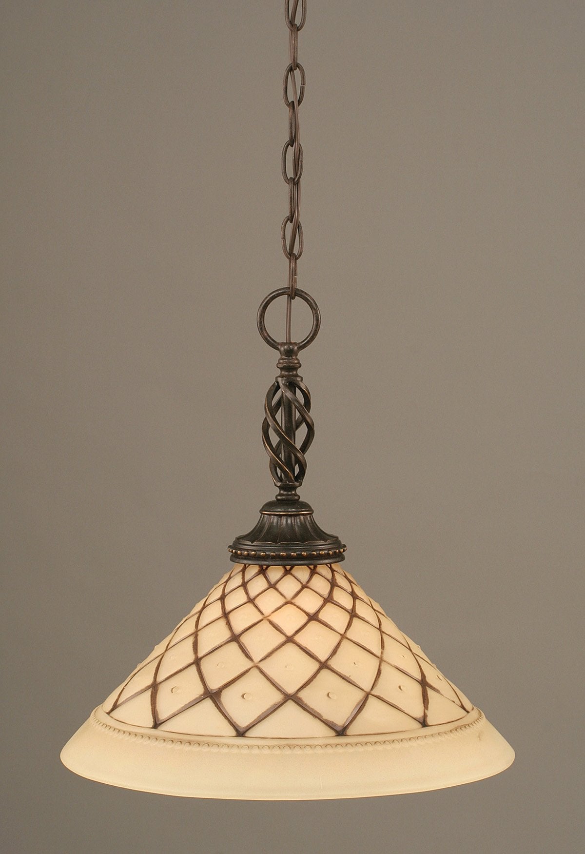 Toltech Lighting 82-DG-718 16-Inch One-Light Pendant Dark Granite Finish with Chocolate Icing Glass Shade