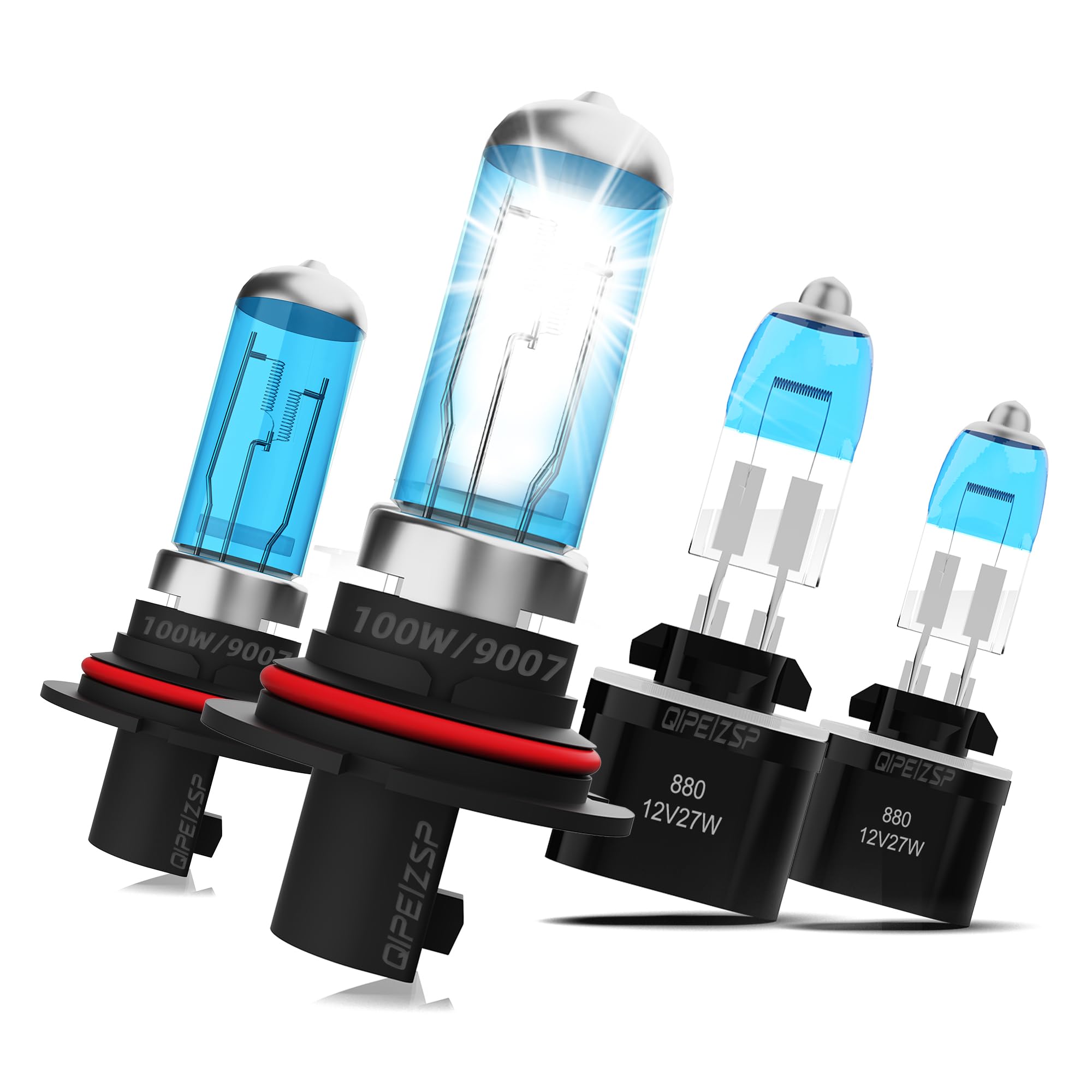 QIPEIZSP Halogen Headlight Bulbs Combo, 9007 High/Low Beam & 881 Fog Lights, Compatible with Nissan Altima 1998-2001, Aluminum