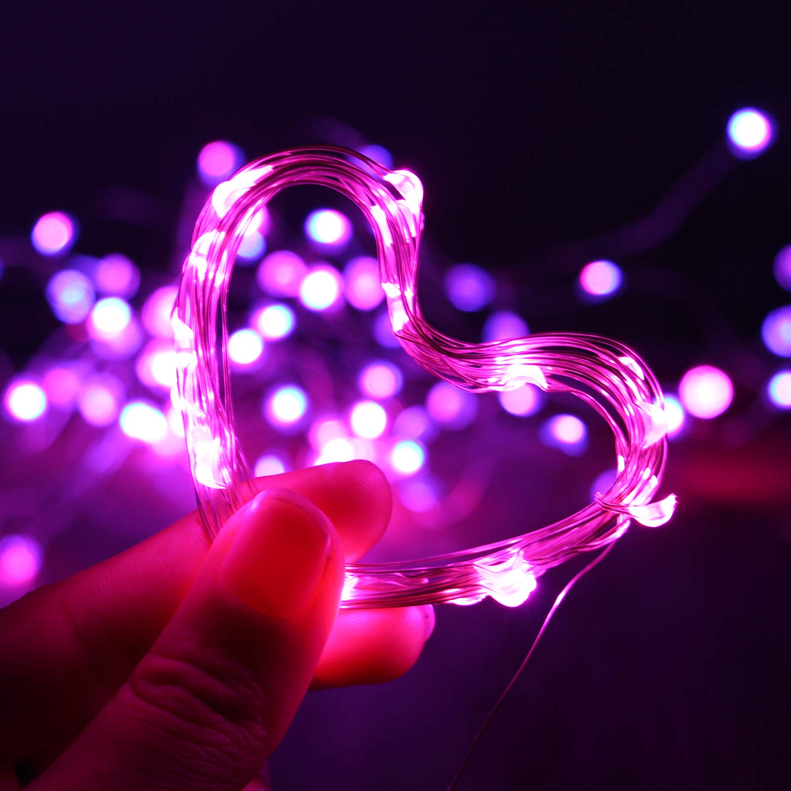 XINKAITE Waterproof LED Fairy String Lights, 10FT Pink for Indoor & Outdoor Decoration