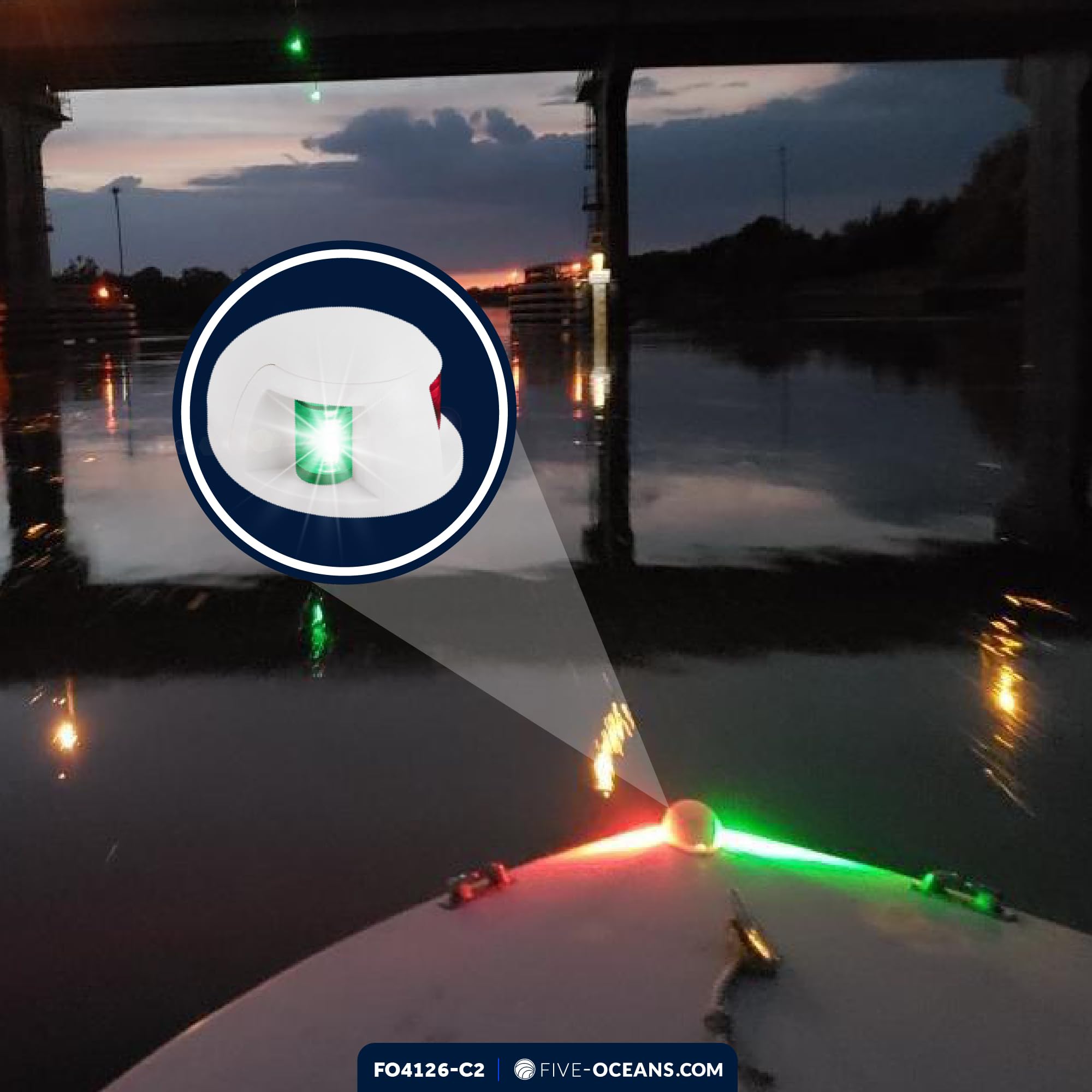 Five Oceans LED Boat Navigation Light Kit, Bi-Color & Anchor Lights, 12V, USCG 2NM, Small, Black, Model 4850