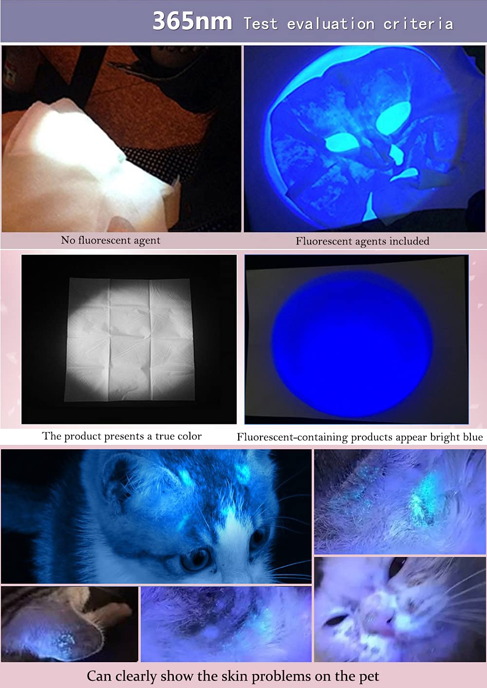 DARKBEAM UV 365nm Flashlight USB Magnet Rechargeable Woods Lamp LED Ultraviolet Blacklight, Detector for Pet Ringworm Cat Urine