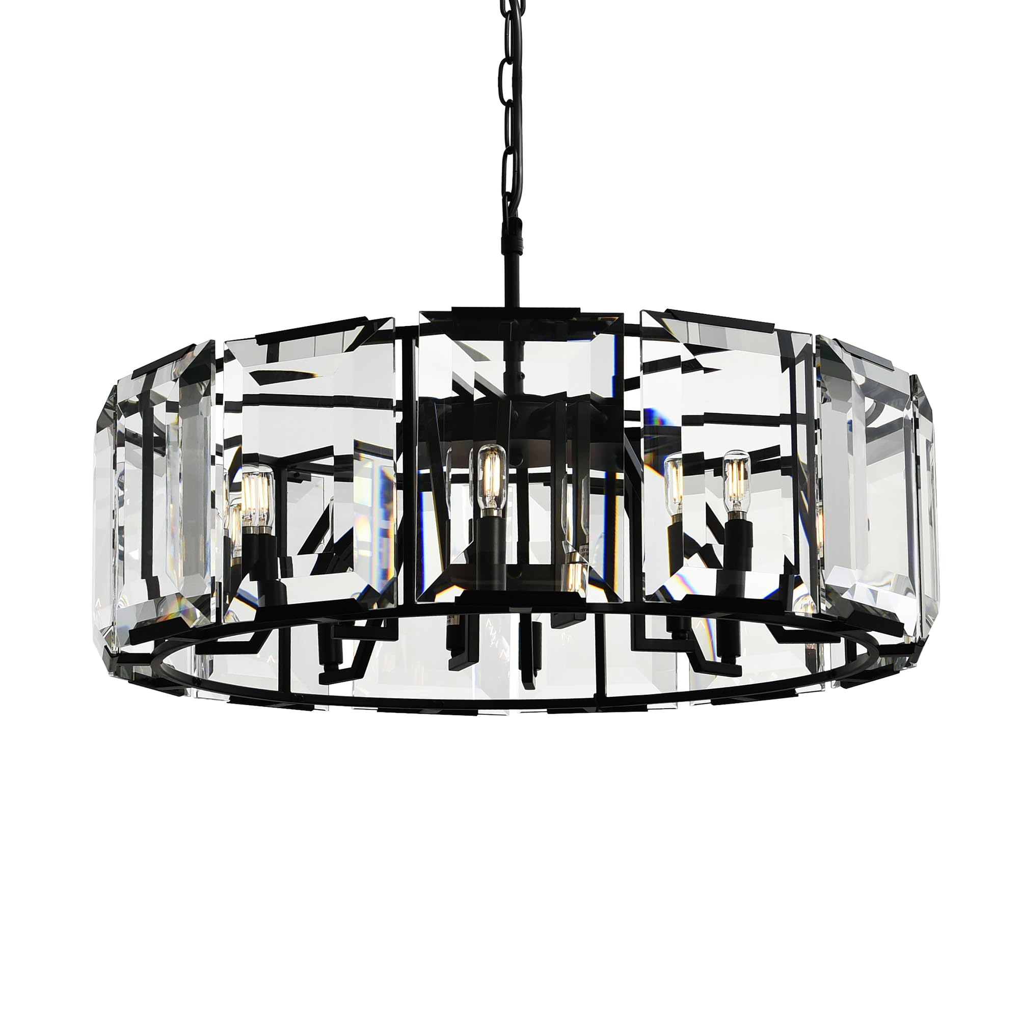 Cwi Lighting Jacquet 12-Light Black Metal Farmhouse Chandelier With Clear Accents