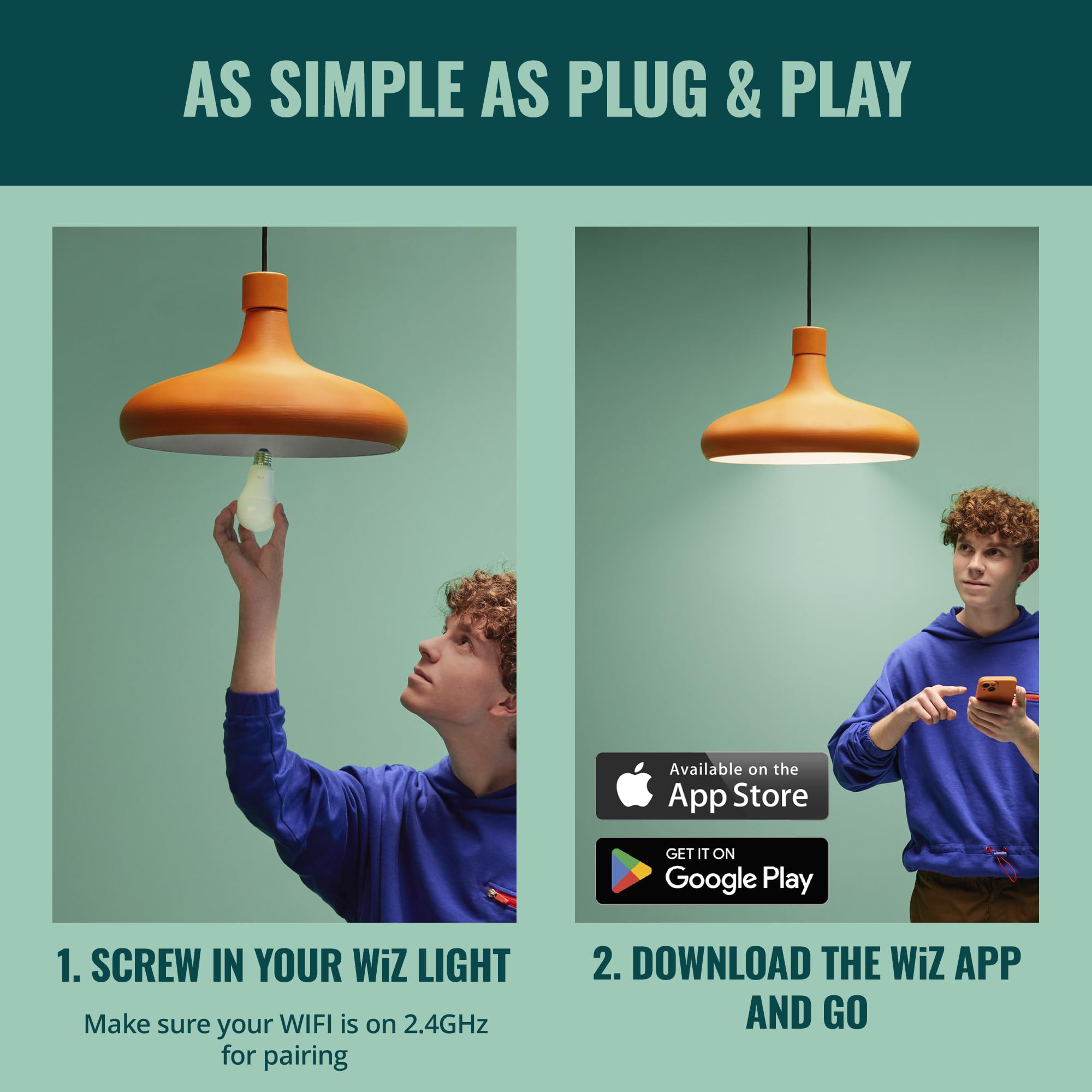 WiZ Connected E12 Smart LED Light Bulbs - 40W, Wi-Fi, Voice Control, Motion Activation, 3 Pack, Plastic