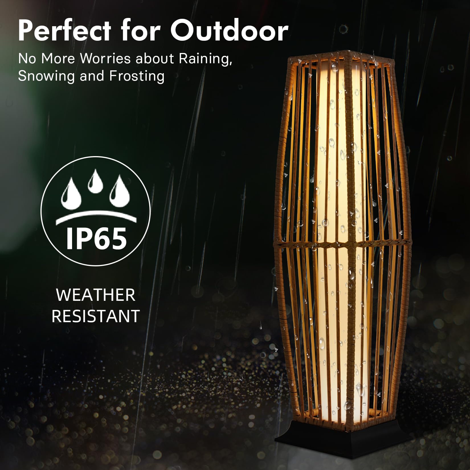 Grand patio Outdoor Floor Lamp Solar Powered Waterproof Wicker Large 1 PC Taurus Model 631.0372.000.001