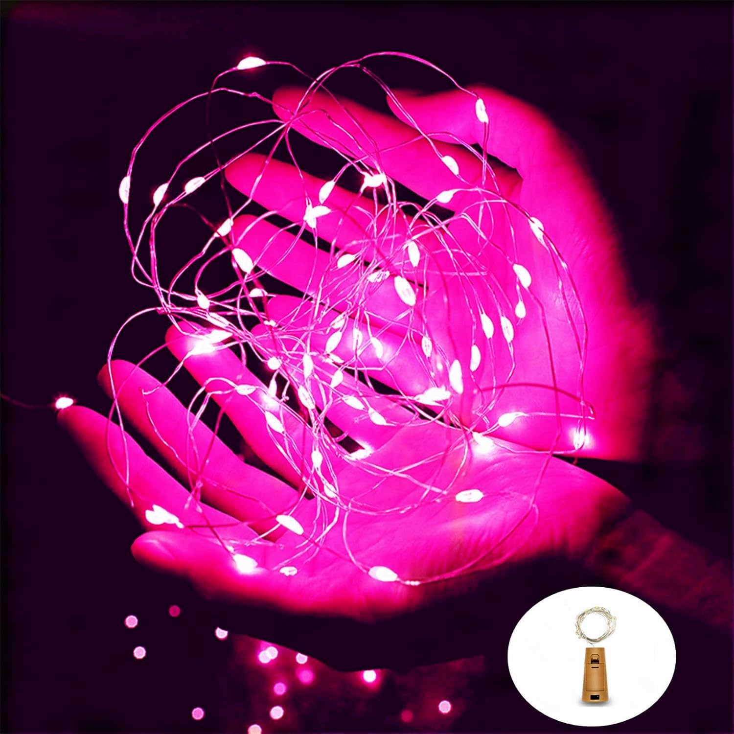 Ranlraka Beverage Bottle Lights with Cork Mini Fairy String Lights Battery Operated 20 LED Pink Fairy Lights Party Decoration for Wedding Christmas Halloween Bar Mason Jar