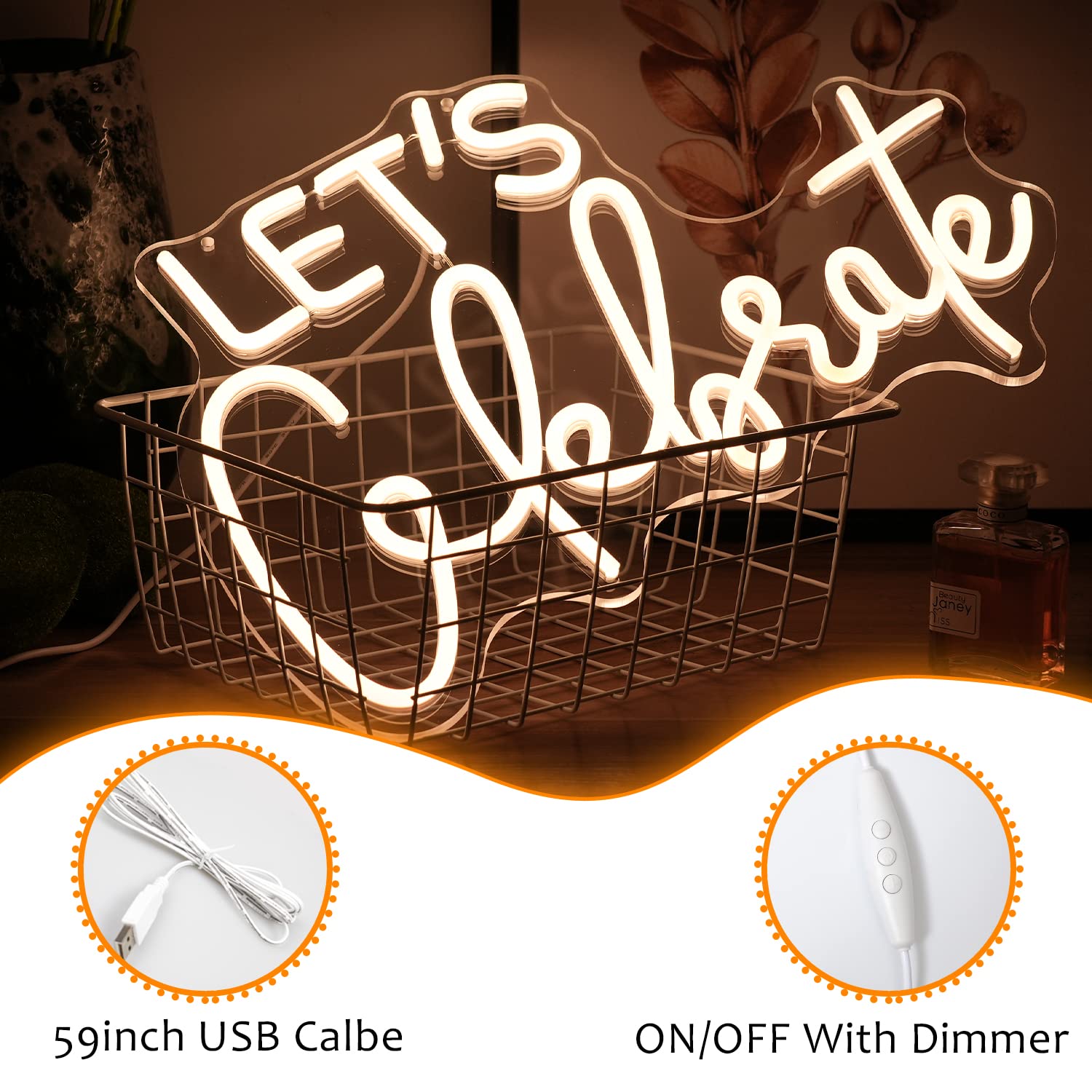 LISIGNVE Neon Sign Warm White Dimmable LED Light for Wall Decor, 16.5inx11.8in Acrylic, Perfect for Bedroom and Party Celebrations