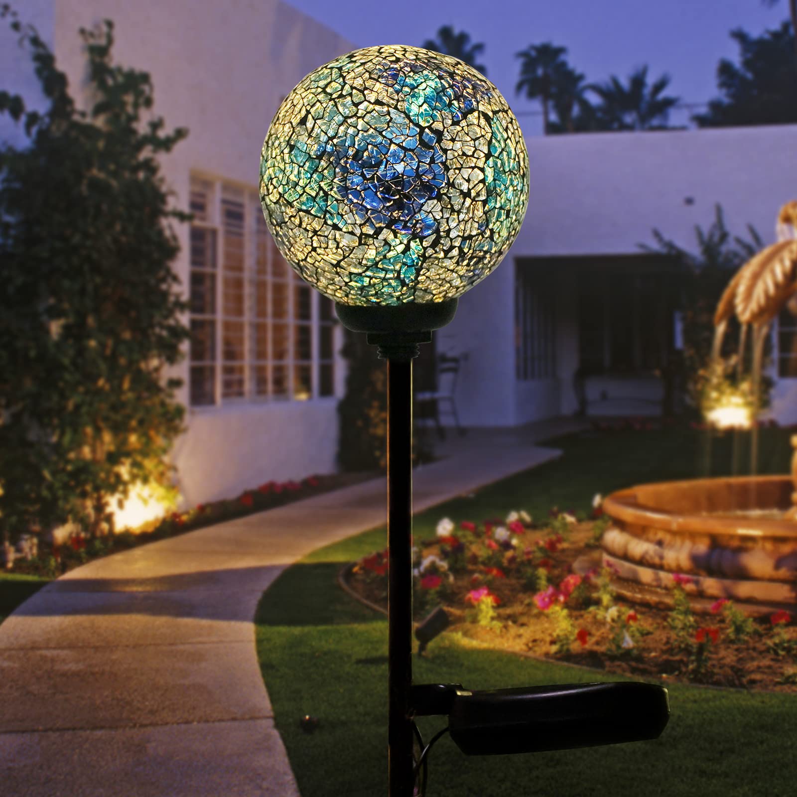 Vcuteka Solar Lights - Outdoor Decorative Mosaic Solar Garden Light Waterpoof Led Pathway Stake Light For Landscape Lawn Patio Y