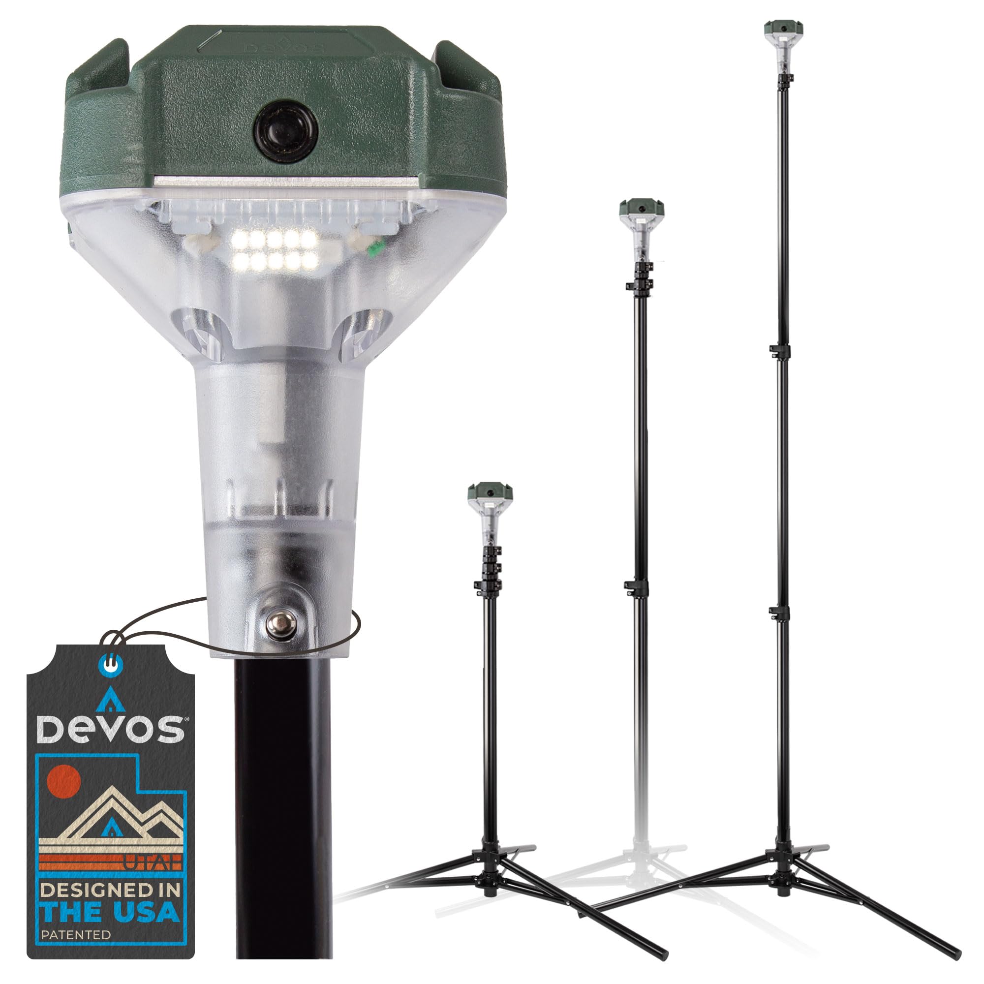 Devos Outdoor LightRanger 800 Lumen Lantern - Rechargeable Telescoping LED Lantern, 8 Feet Tall, 30-Hour Runtime, Illuminates 40