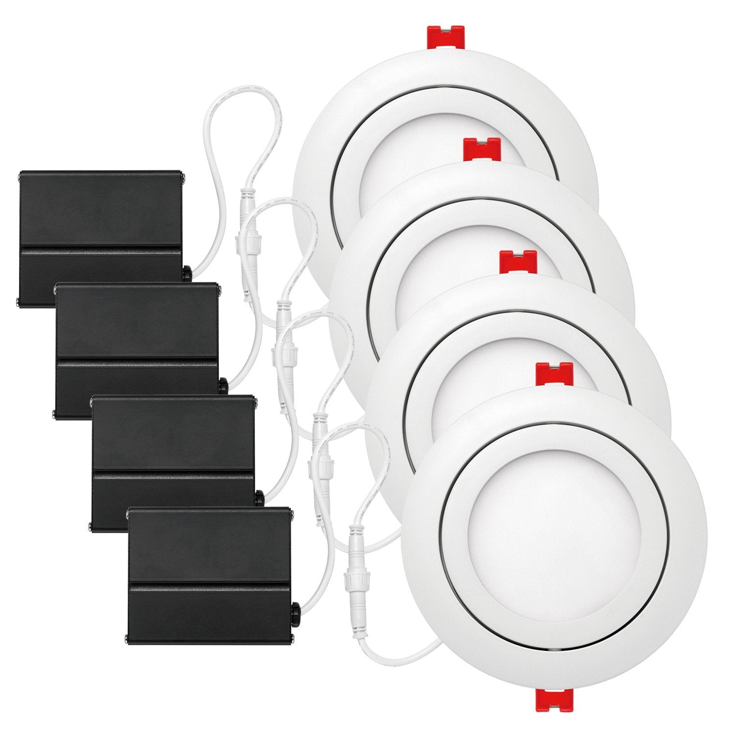 Globe Electric 91127 4 Ultra Slim Swivel LED Integrated Recessed Lighting Kit, 4-Pack, 9 Watts, 540 Lumens, 80 CRI, 3000 Kelvin,