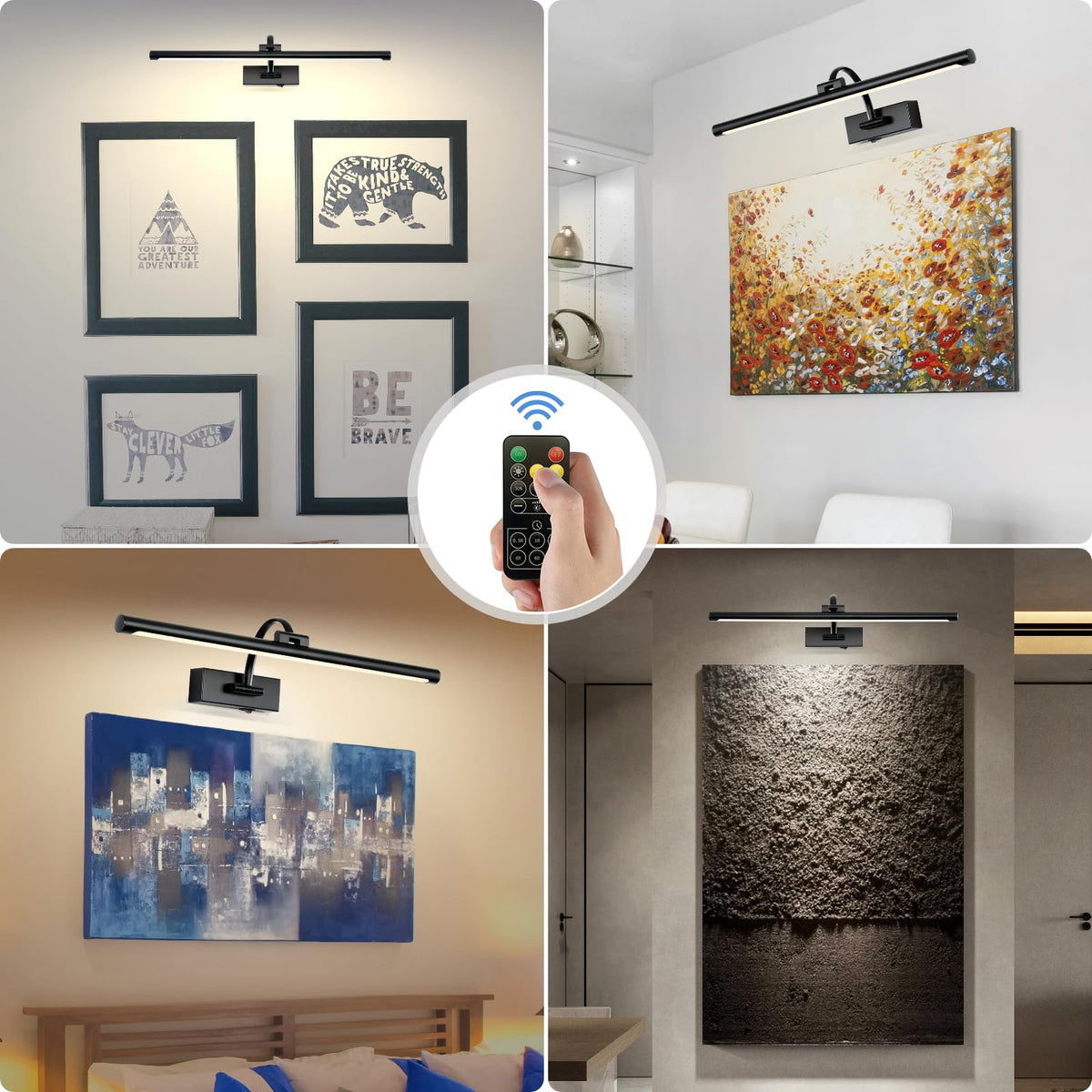 24 Inch Bat Tassuowell Picture Light Battery Operated with Remote, 3CCT Dimmable ...