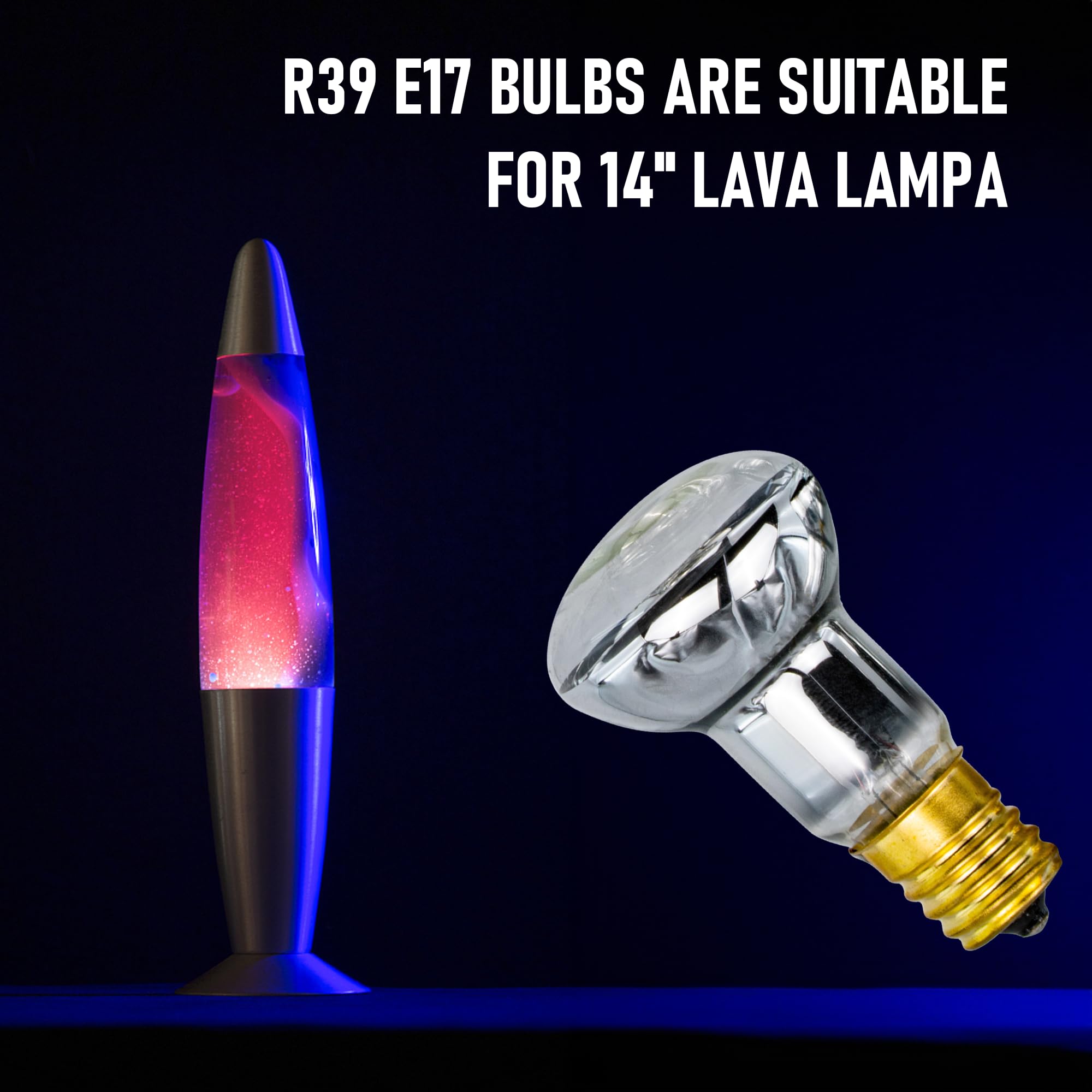 IoF 4-Pack Lava Lamp Bulb, 25W R39 E17 Reflector Bulbs, Incandescent, Yellow