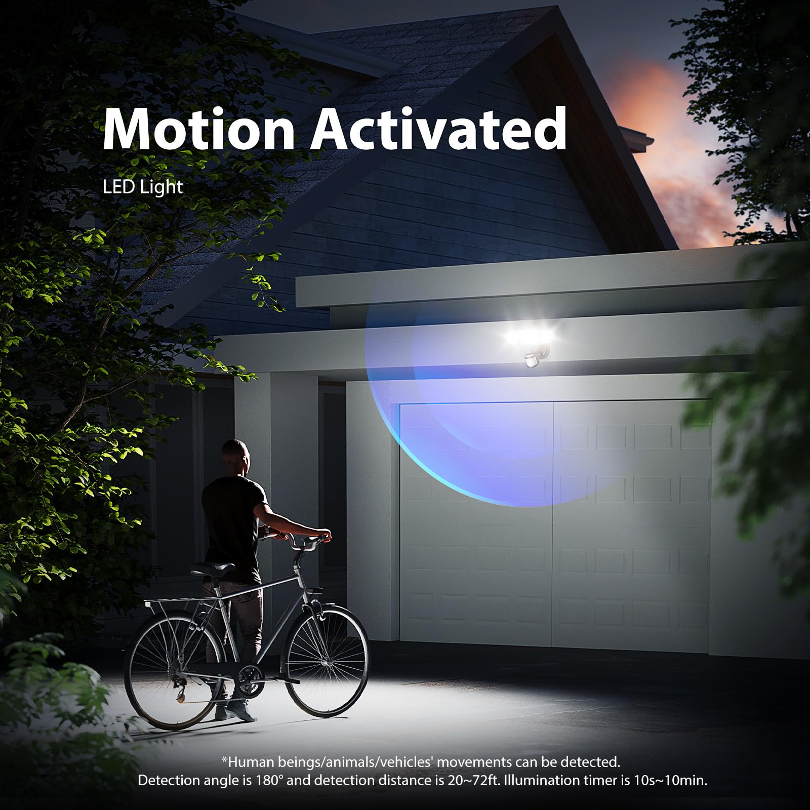 Onforu 75W LED Motion Sensor Outdoor Flood Light, 7500LM, IP65 Waterproof, Brown, Hardwired, Model BDB75G-3