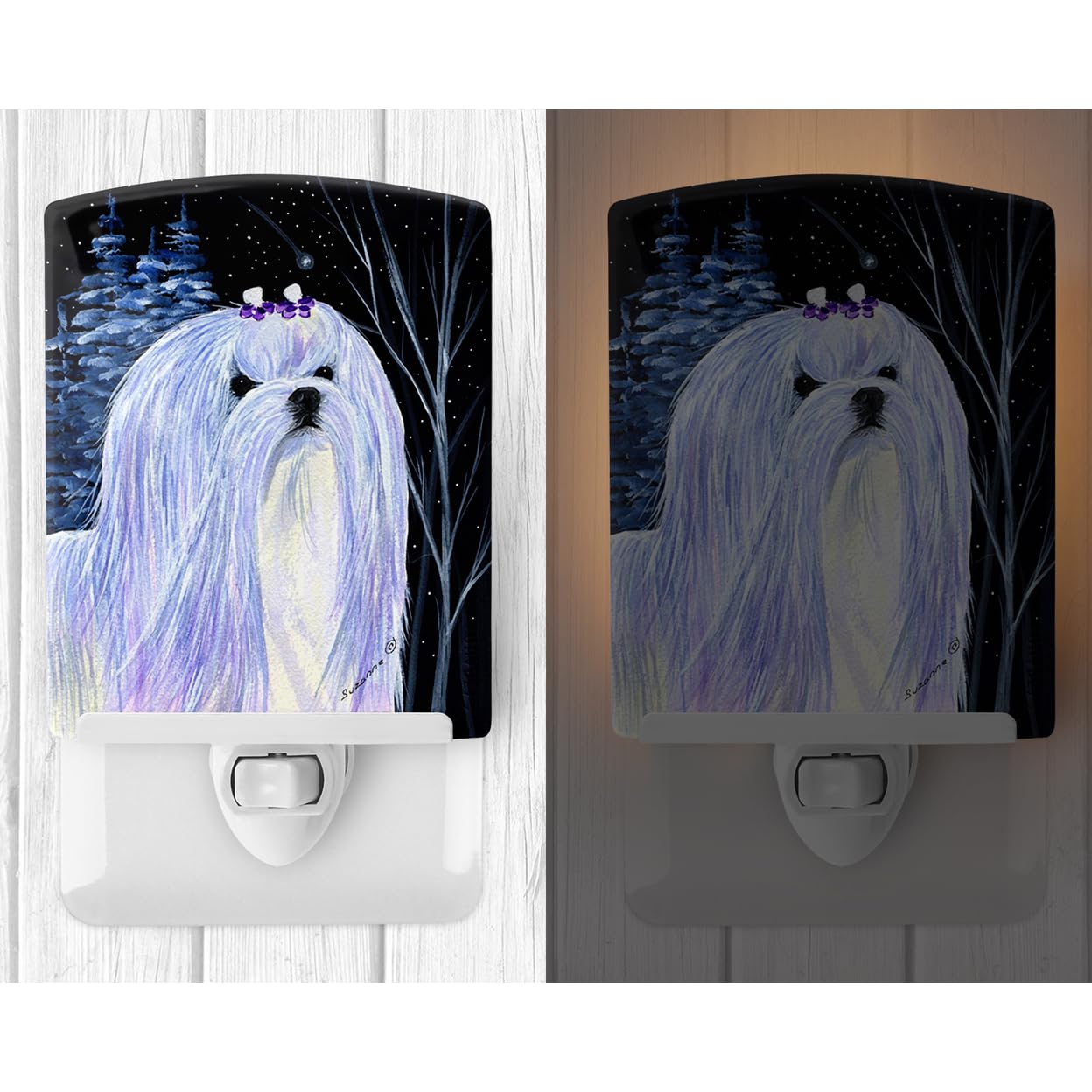 Carolines Treasures Ceramic Night Light, Starry Night Design, UL-Certified, 6x4x3 inches, Multicolor, Model SS8378CNL