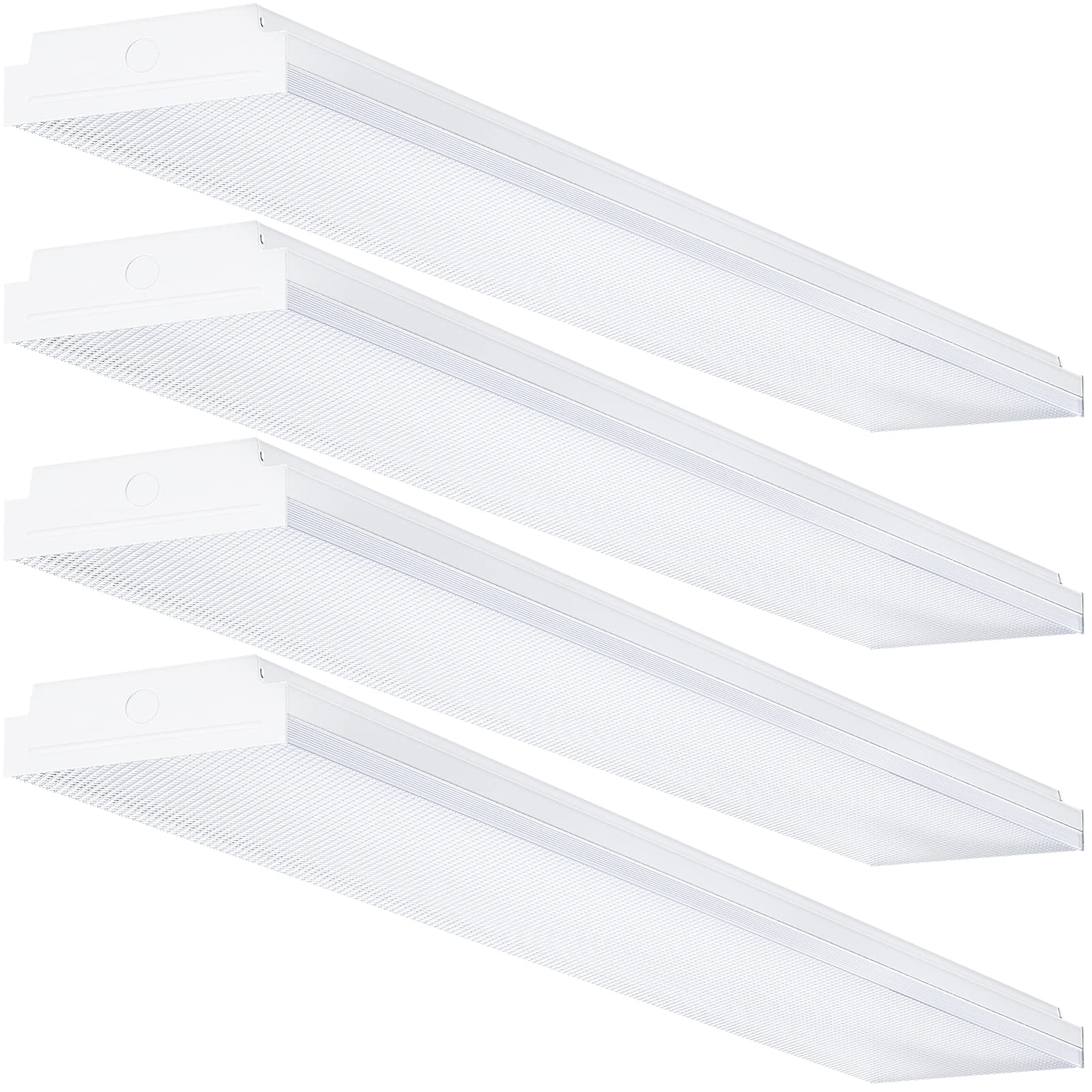 Tycholite 4Ft Led Wraparound Light 40W 4 Foot Led Light Fixture, 4800 Lumens, 4000K Neutral White, 48 Inch Led Shop Lights Flush Mount For Garage, 120W Fluorescent Equivalent, 4 Pack