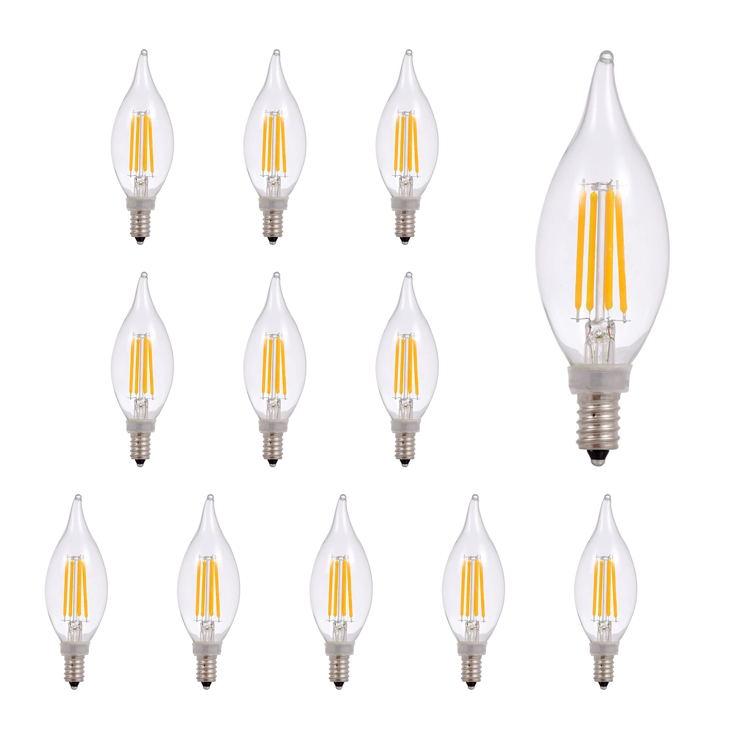 Sylvania Led B10 Chandelier Light Bulb, 60W Equivalent Efficient 5W, Dimmable, Candelabra Base, Clear, 5000K, Daylight - 12 Pack