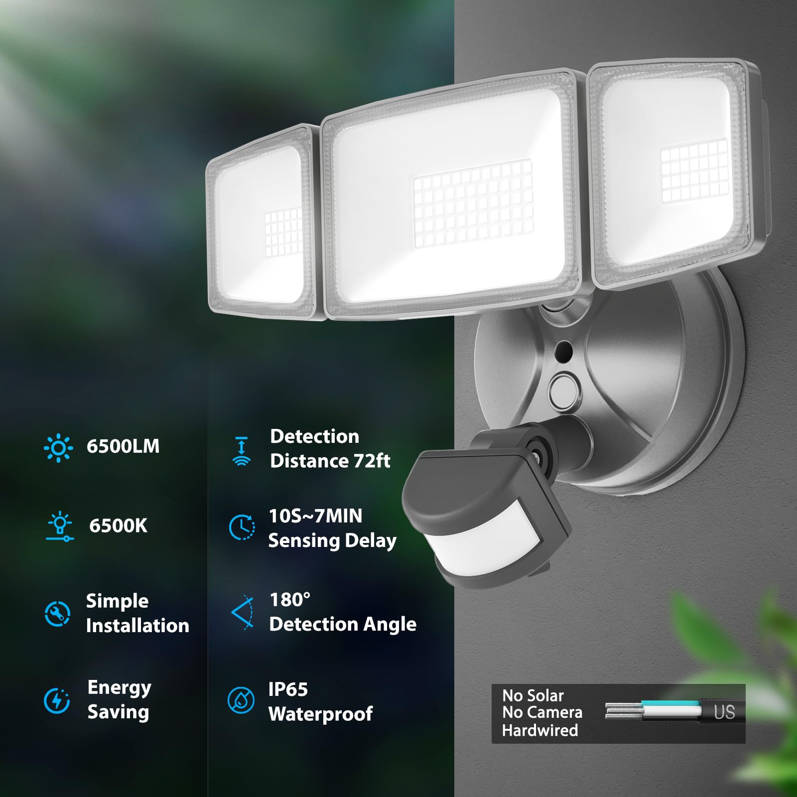 Onforu 65W Led Security Lights Motion Sensor Light Outdoor, 6500Lm, 6500K, Ip65 Waterproof, Flood Light Outdoor Motion Detector