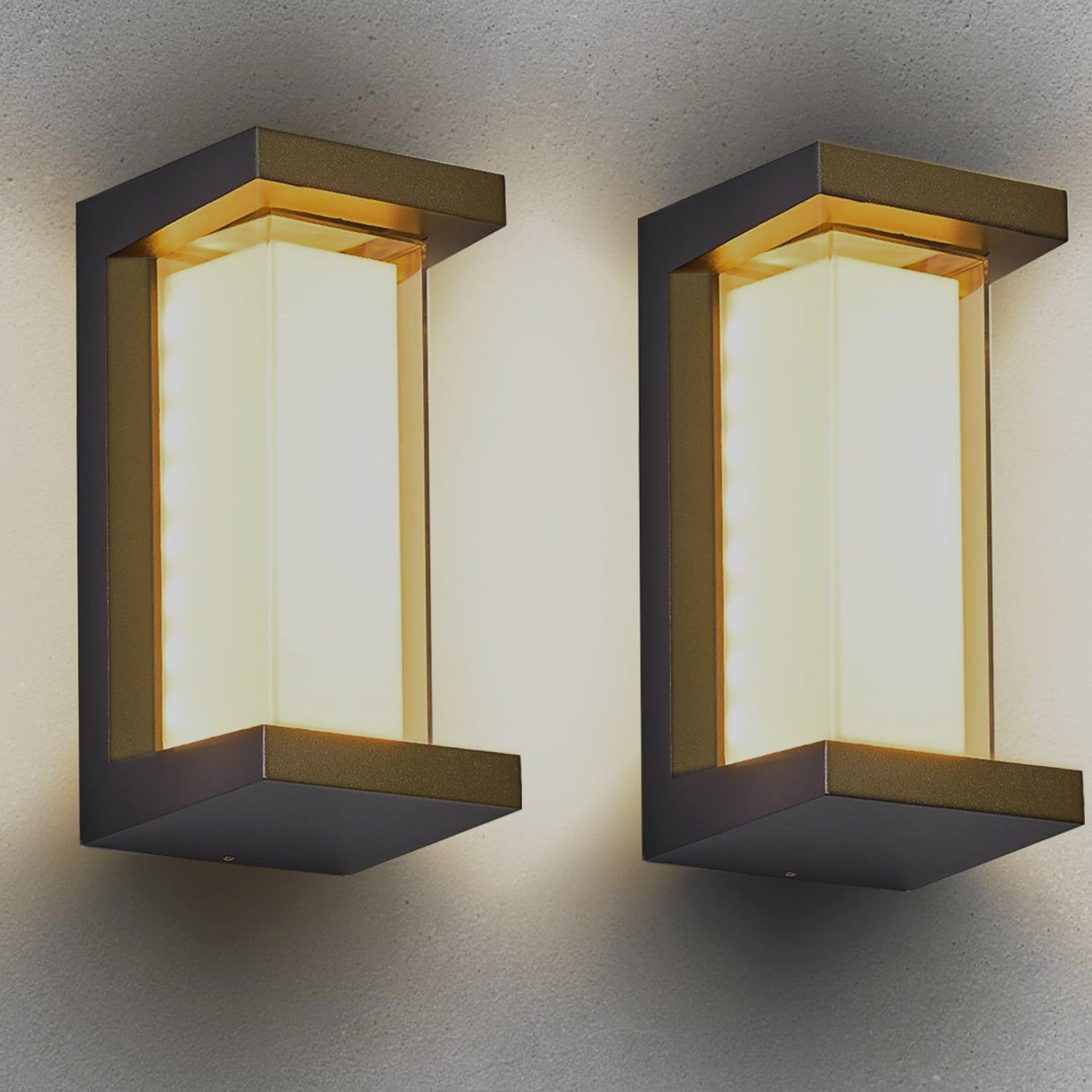 Degruand Modern LED Outdoor Wall Light Decor,3000K Exterior Waterproof Anti-Rust Black Dual Side Cutouts Wall Sconce Lights Fixt