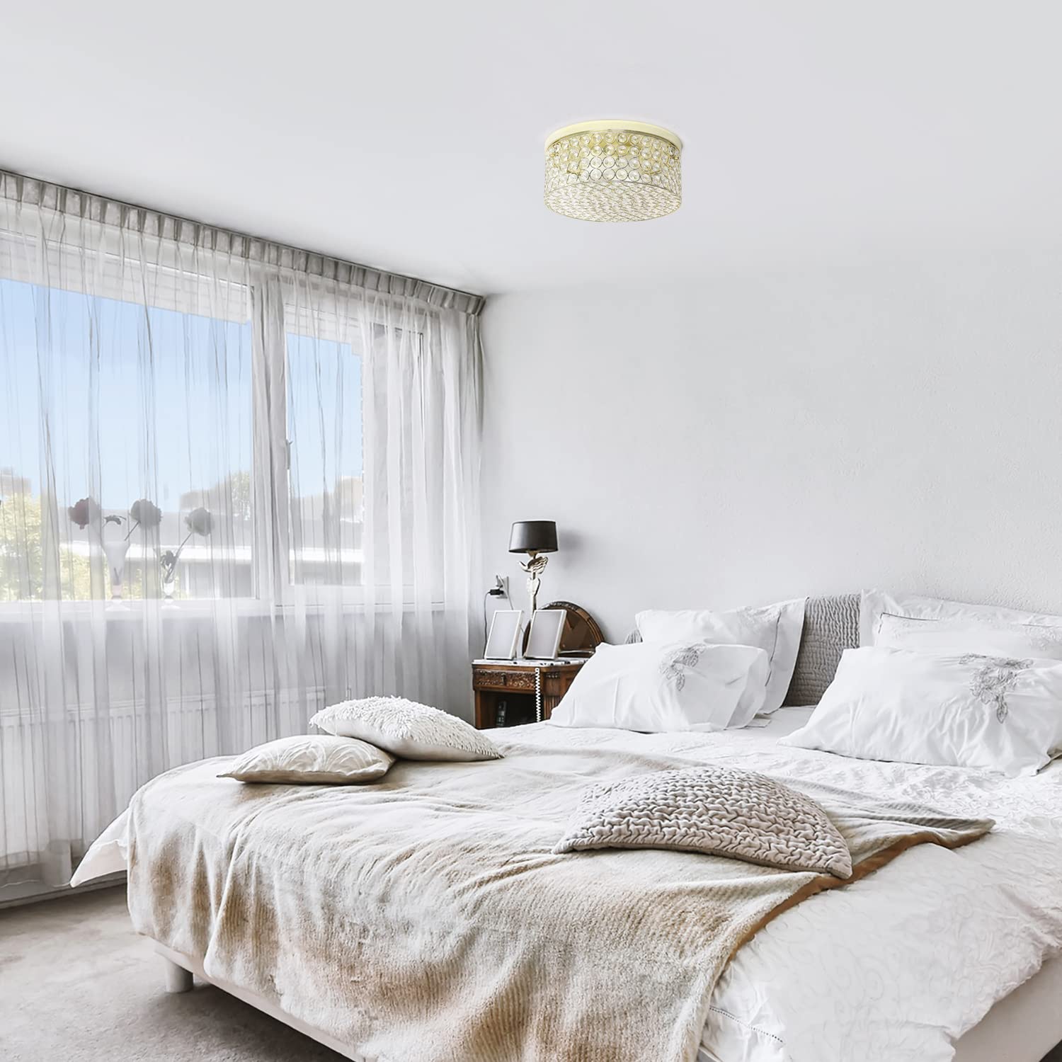 LALIA HOME Glam 2-Light Flush Mount, 12 Inch Round, Metal, Gold, Model LHM-2003-GL