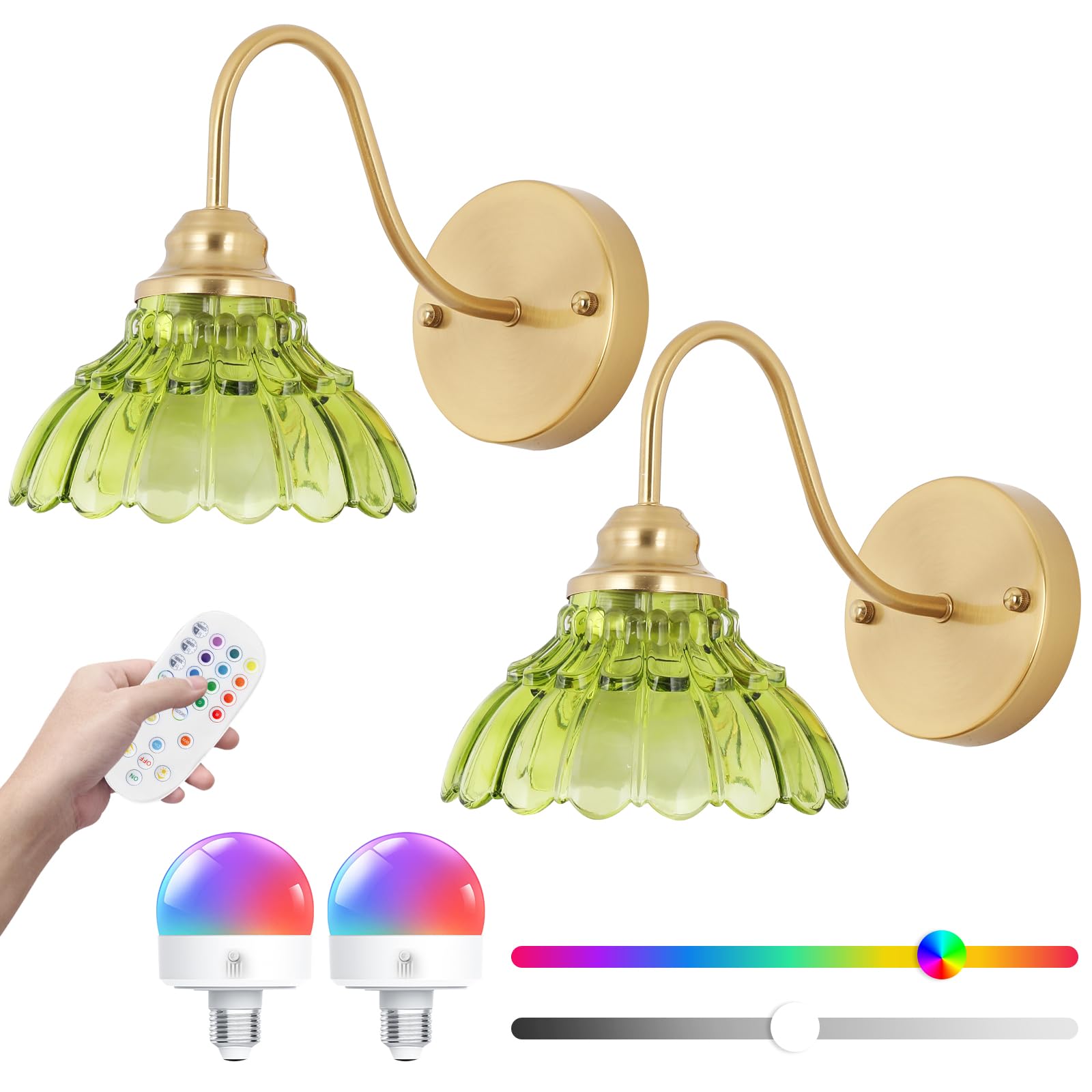 Vintage Wall Sconces Battery Operated,Wireless Wall Sconces Set of 2,Rechargeable Wall lights with Remote control,Gold Decor Wal