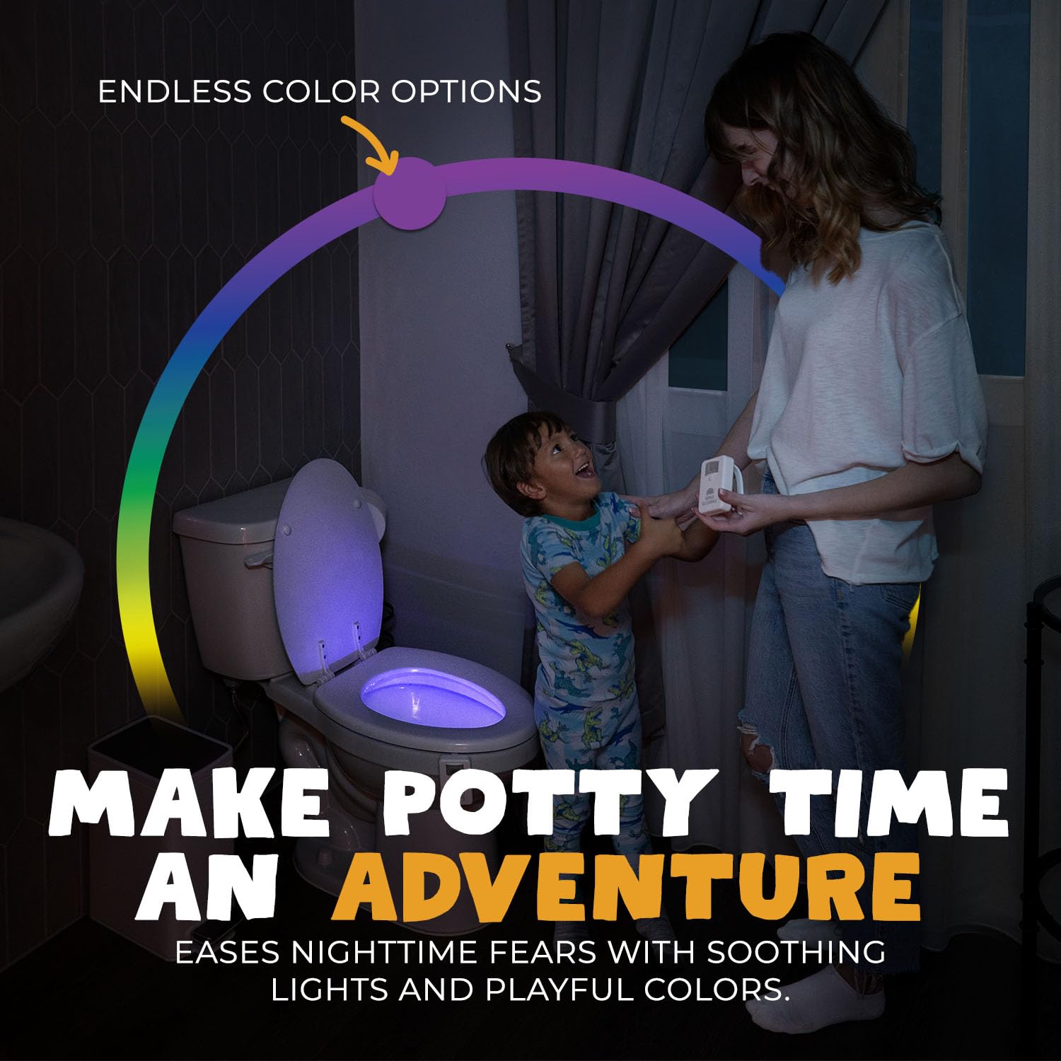 Mind-Glowing Toilet Light - Motion Sensor, Color Changing LED, 2 Pack, Plastic, Multicolor, Model MGTL-01-2px