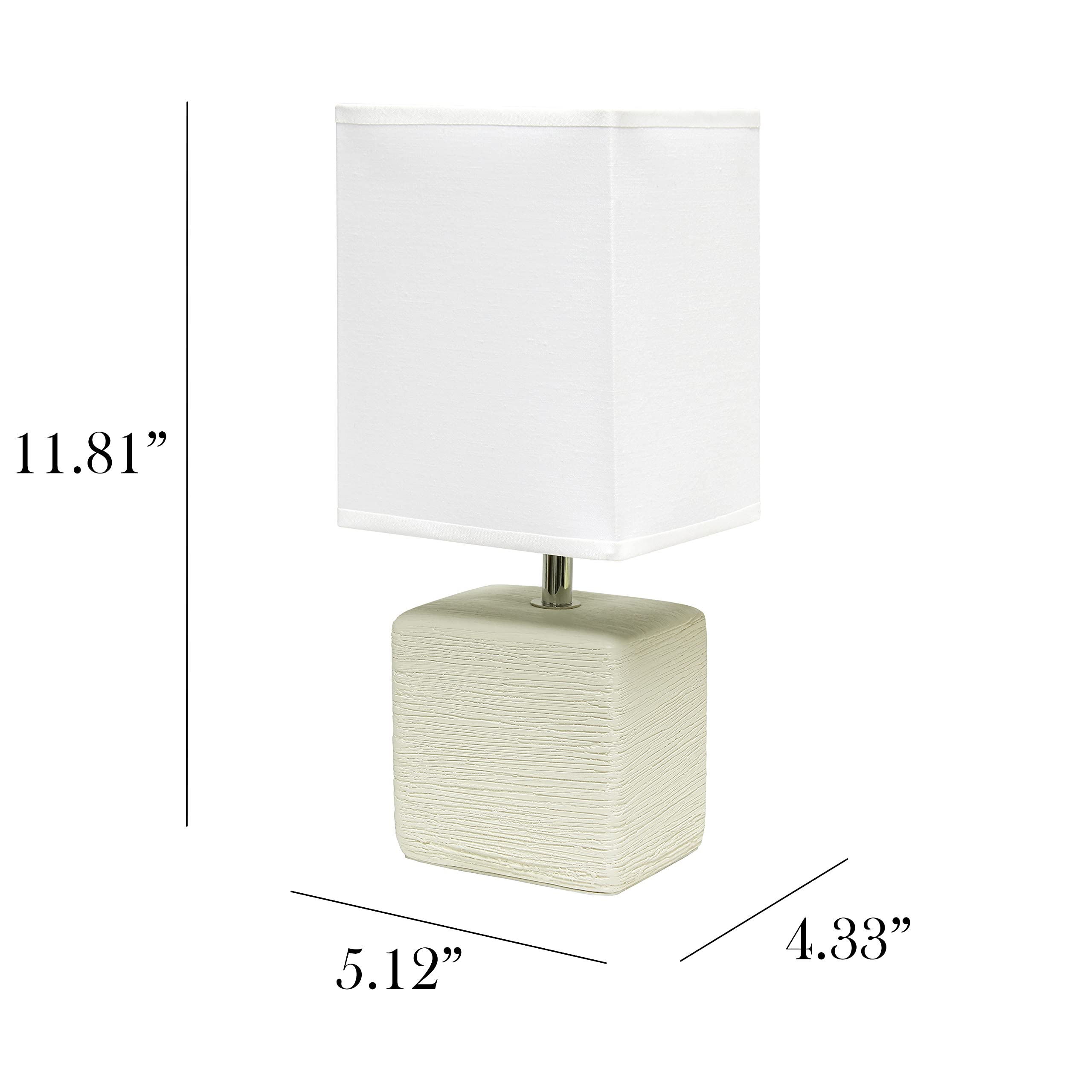 Simple Designs LT2072-OFF Faux Stone Table Lamp, Ceramic, Off White with White Shade, 1 Count