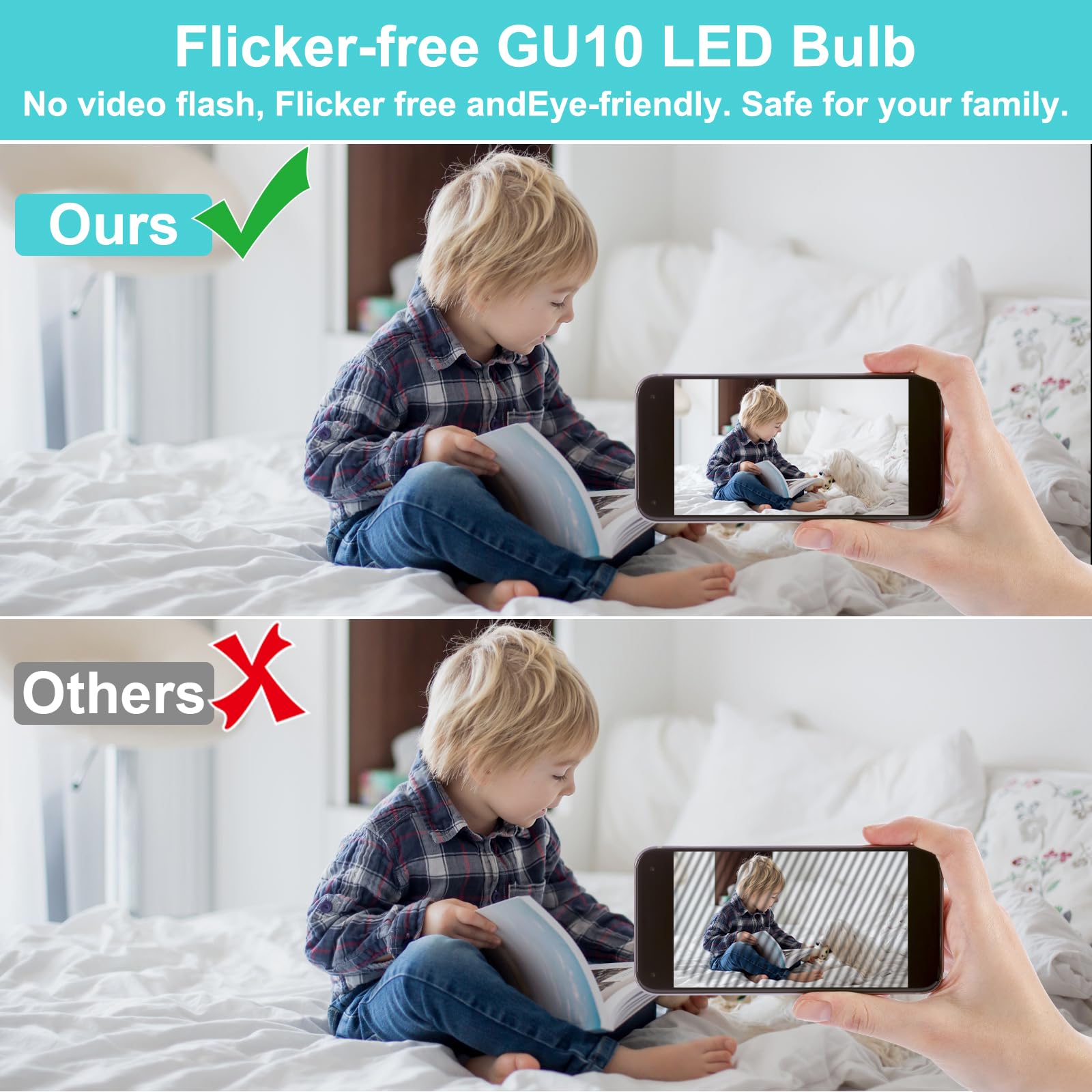 hansang GU10 LED Bulbs, 5.5W 50W Halogen Replacement, 550 Lumens, 5000K Daylight, Frosted MR16, 6 Count
