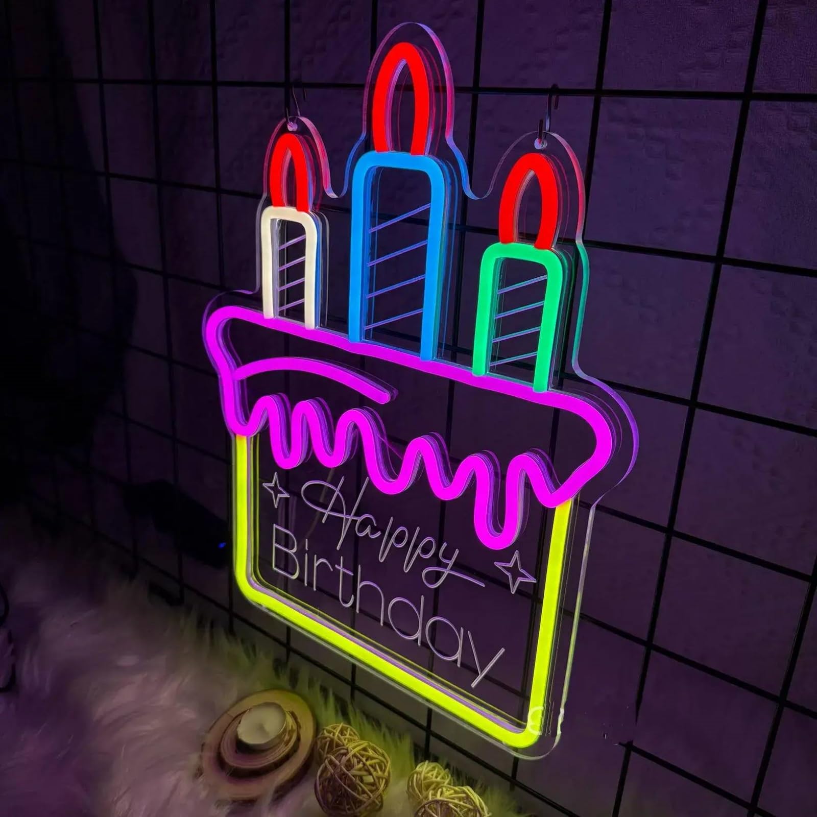 Ulalaza LED Neon Sign Night Light for Wall Décor, 16.5in x9.1in , USB Powered, Cake Color