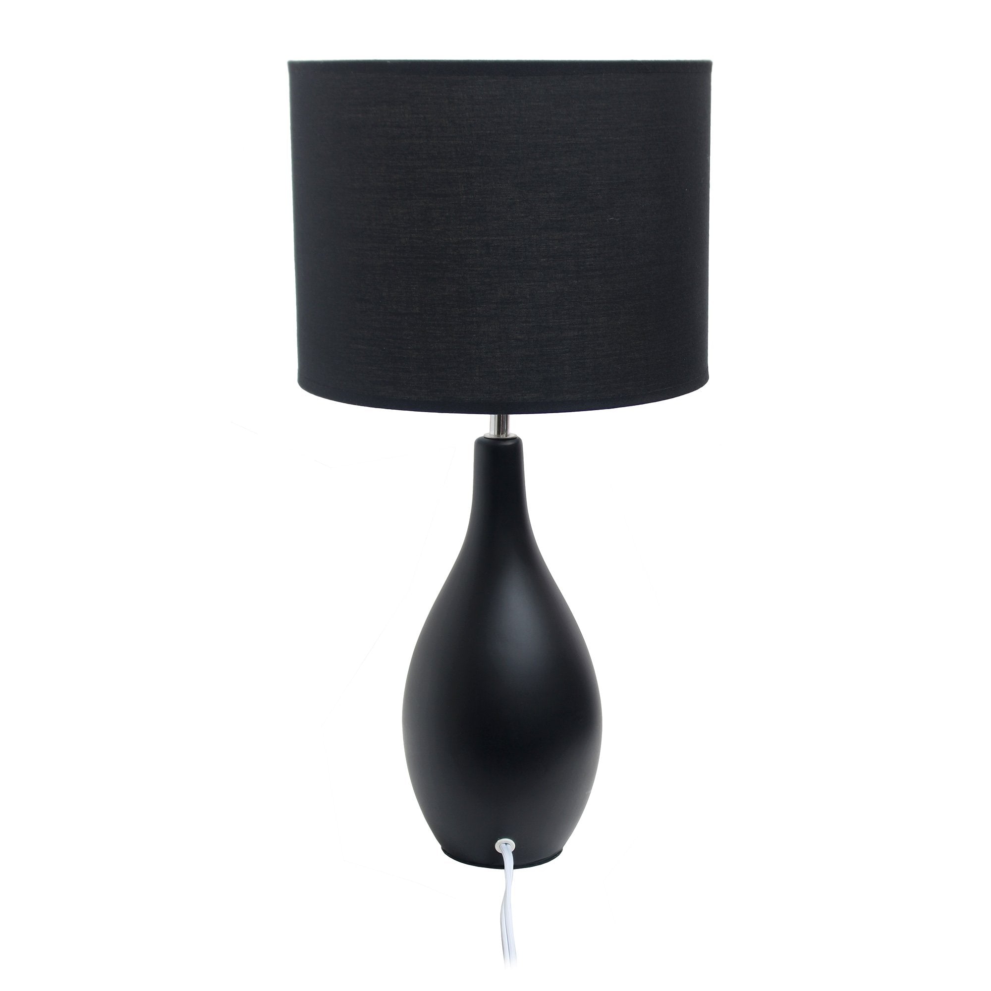 Simple Designs Lt2002-Blk Oval Bowling Pin Base Ceramic Table Lamp, Black