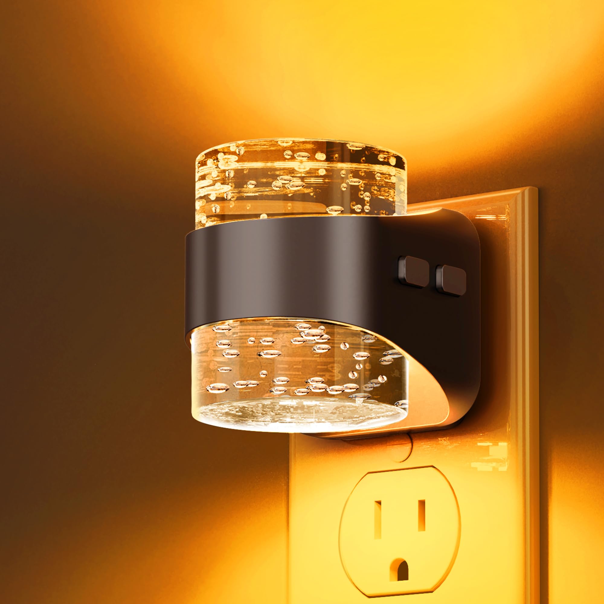 L LOHAS LED Night Light  Bubble Night Lights Plug into Wall  Acrylic Night Lights with Dusk-to-Dawn Sensor Dimmable Amber Pulg in Nightlights for Rooms Bathroom Hallway