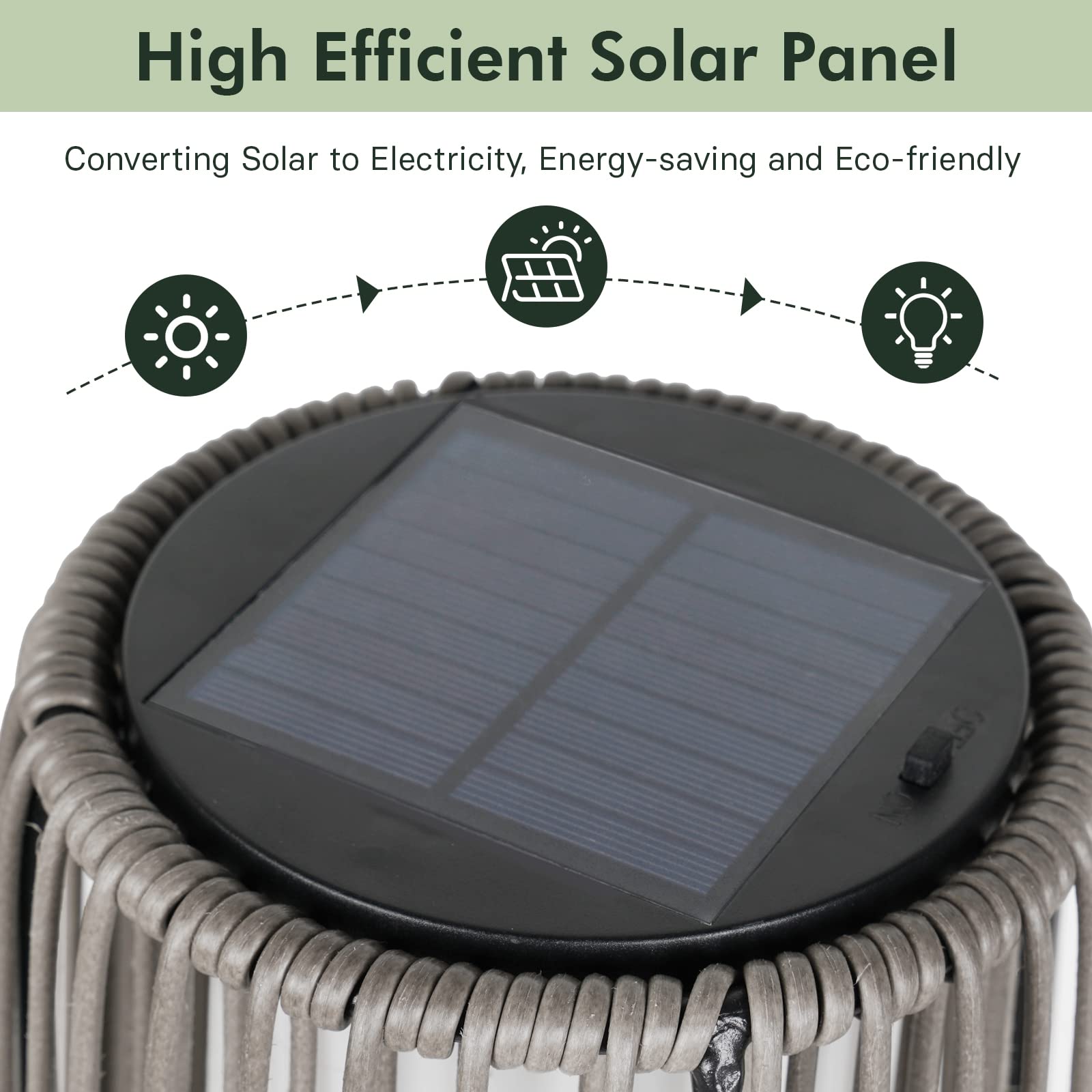 Grand patio Solar Floor Lamp 2-Pack, Waterproof Wicker Outdoor Light, Gray