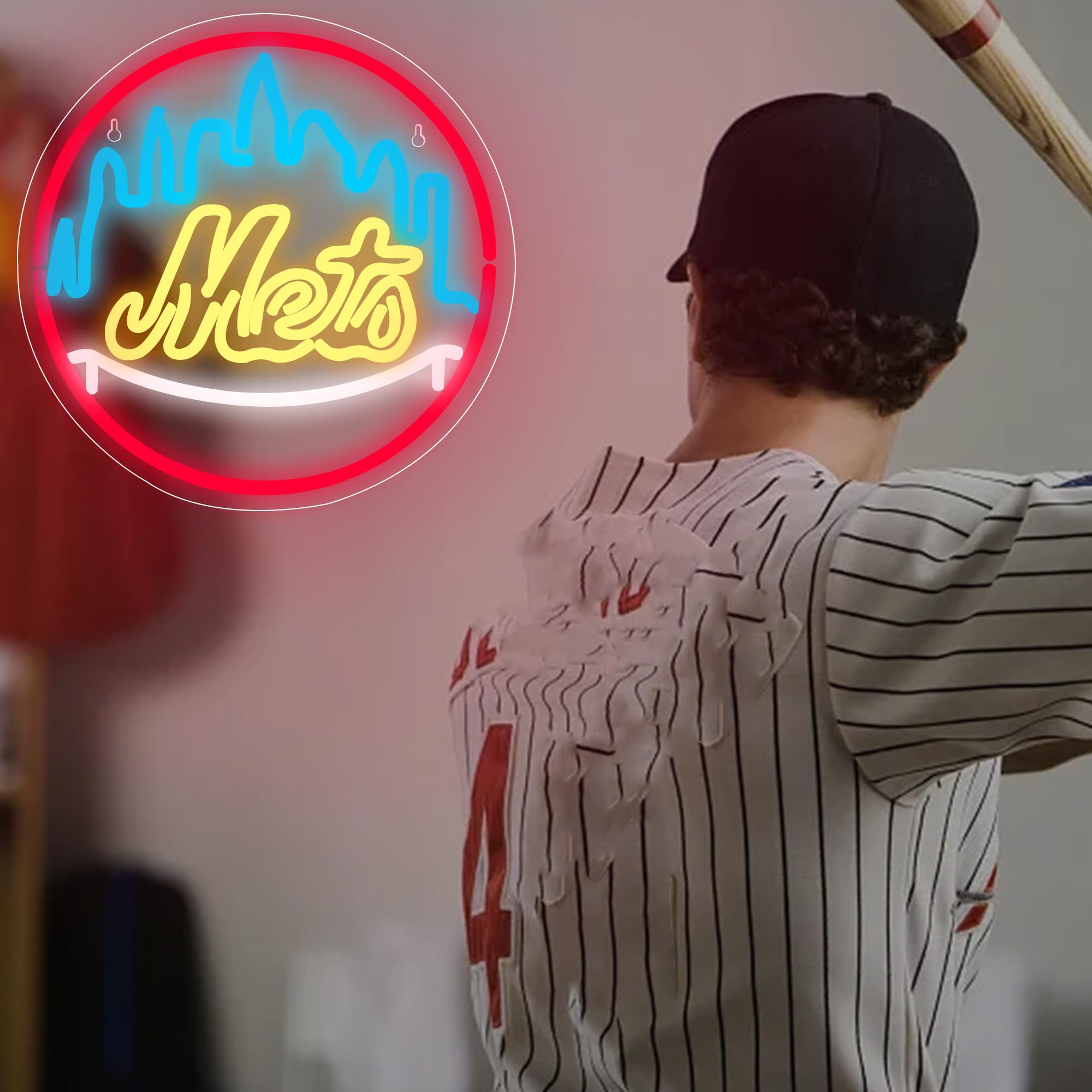 FTMGGDG Baseball Neon Sign - LED Wall Decor Light, 13.4" Acrylic, Sports Gift for Men & Teens, Bedroom, Man Cave, Bar