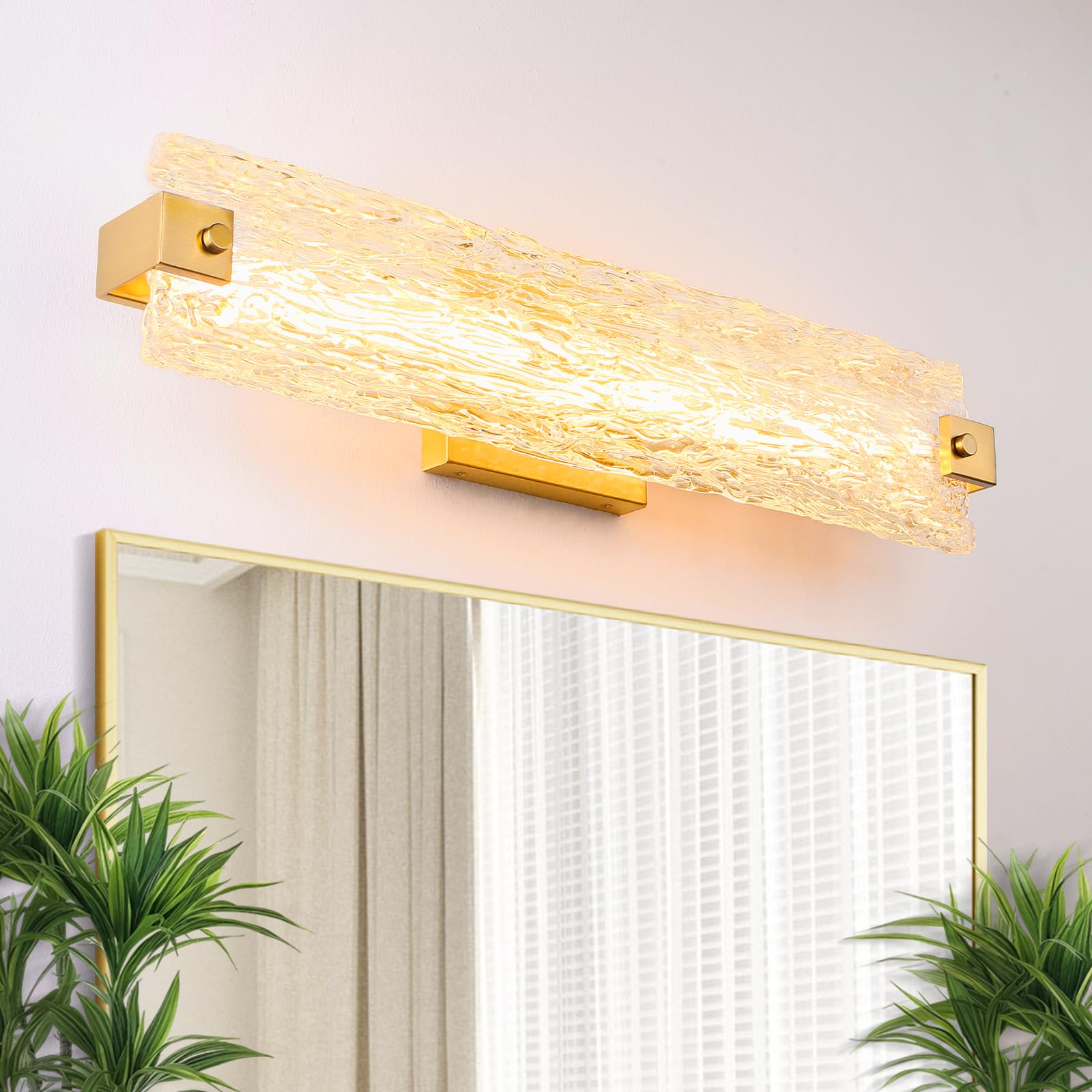 Osimir Brushed Gold Led Bathroom Vanity Light  24.4 Inch 15W Modern Dimmable Bathroom Light Fixture Over Mirror  Crystal Bar Wall Sconce Lighting For Bath  3Cct  Os-Mm5001-3Bg