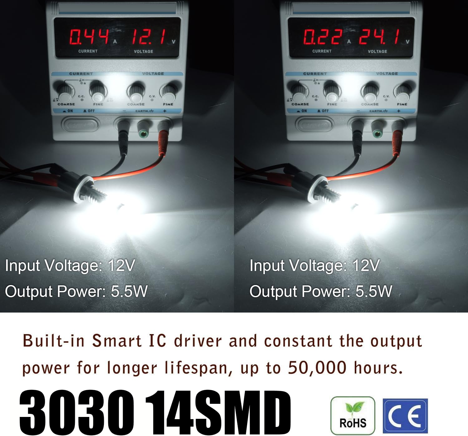 KISLED 880 LED Fog Light Bulb, Extremely Bright Xenon White, Projector DRL, High Power 3030 Chips for Cars and Trucks