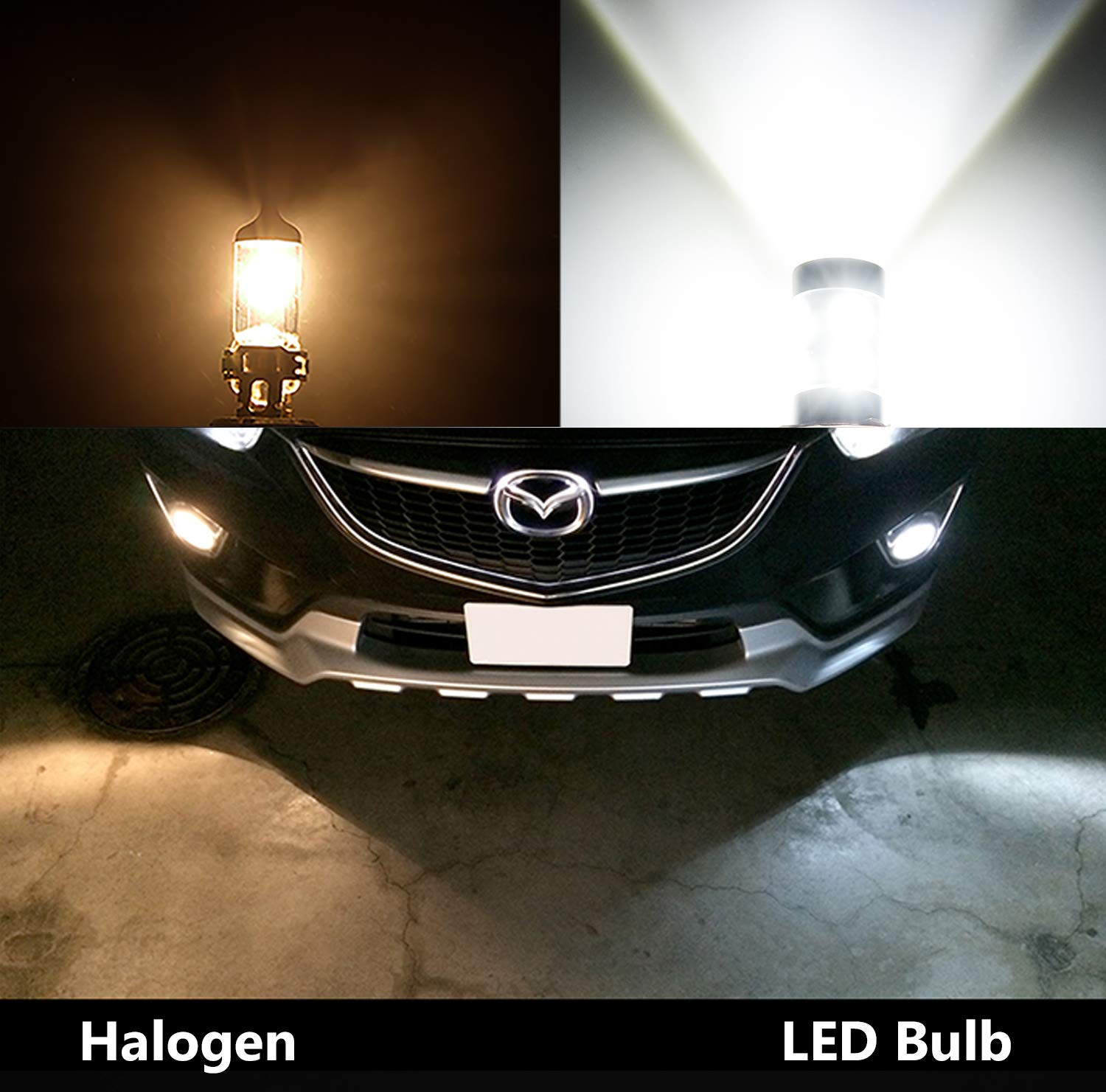 JDM ASTAR Bright White Max 50W High Power 5202 5201 PS19W LED Fog Light Bulbs