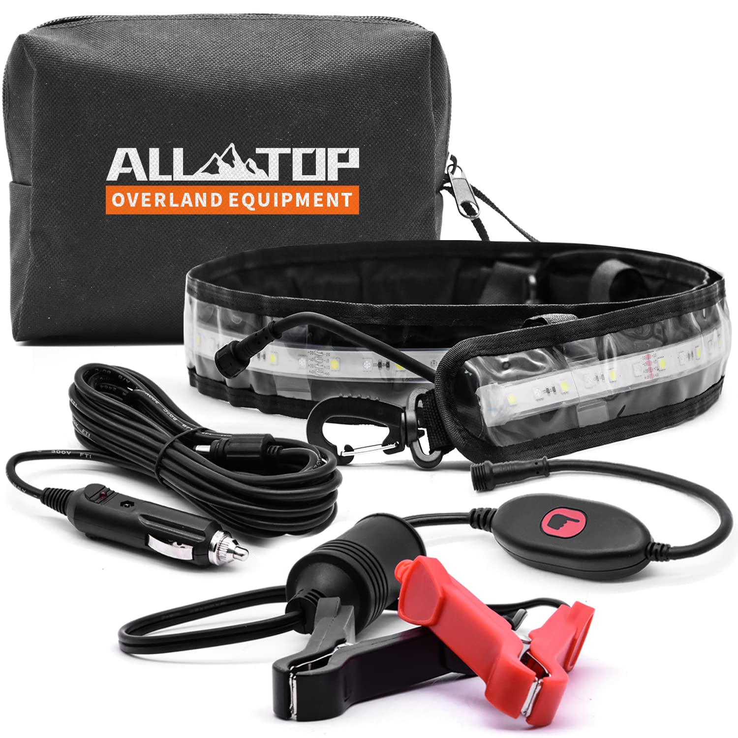 ALL-TOP Dimmable Amber LED Camping Light Flex Strip with Mounting Jacket - 1300 Lumen - IP68 Dual-Protection Water Resistance fo