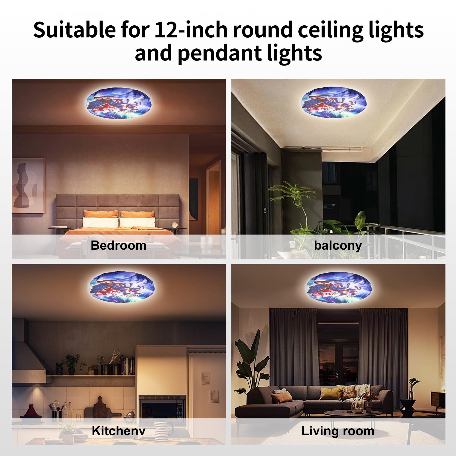 Casazen Christmas Lights Cover, 12'' Christmas Ceiling Light Cover, 2 Pcs Fabric Ceiling Light Fixture Cover, Light Filters For