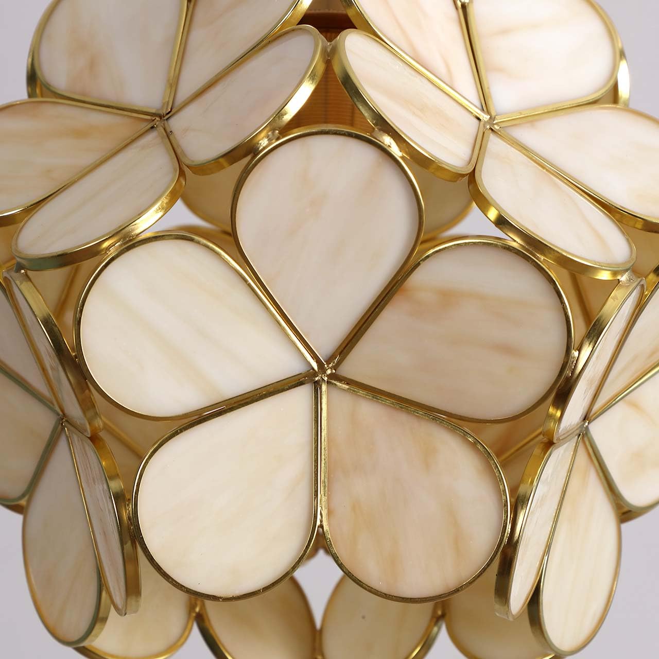 Bieye L10902 Flower Petals Tiffany Style Stained Glass Close To Ceiling Light, 8-Inch Wide (Cream)