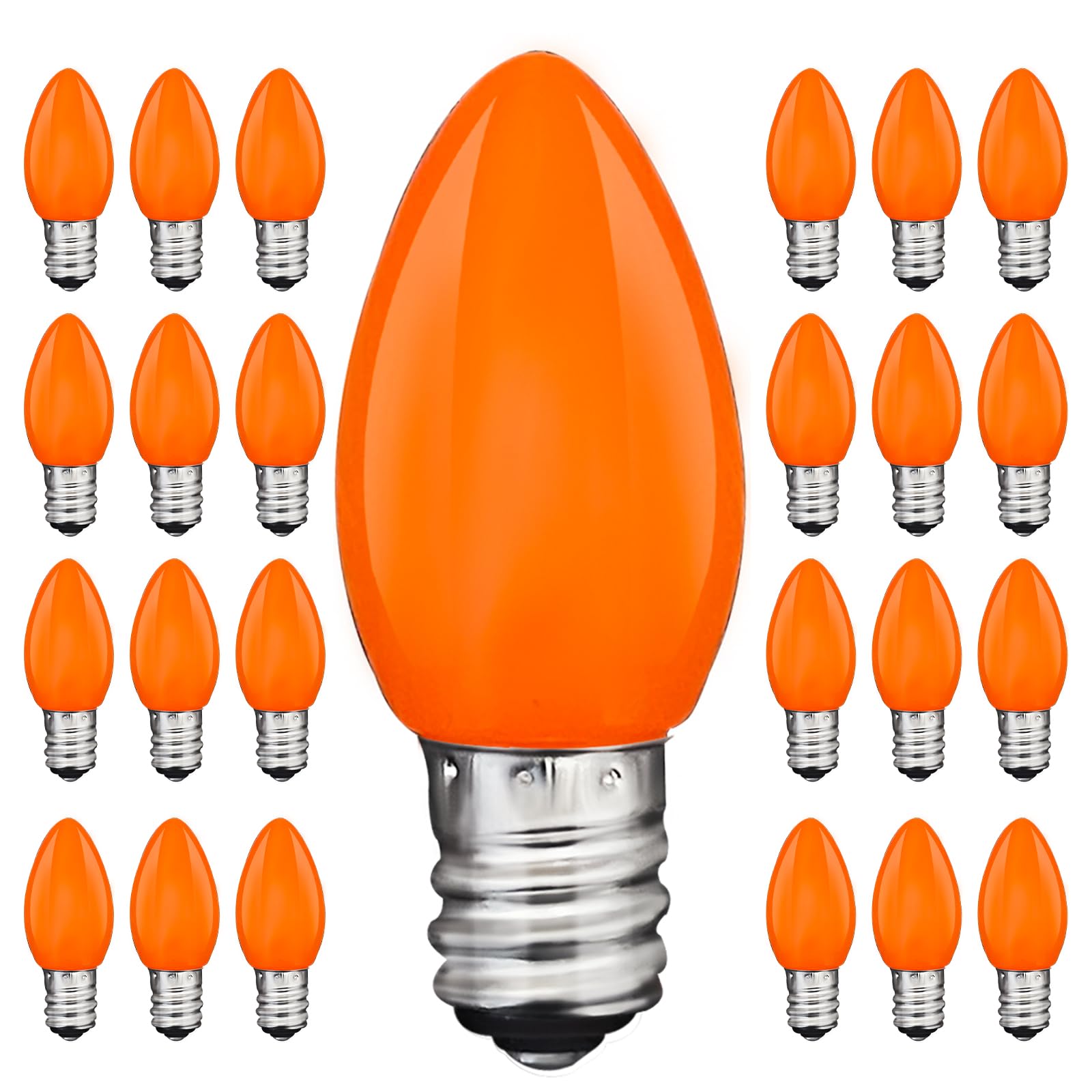 C7 Led Night Light Bulbs, Halloween Led Orange Replacement Bulbs For Outdoor String Lights & Window Candles Chandeliers, E12 Can
