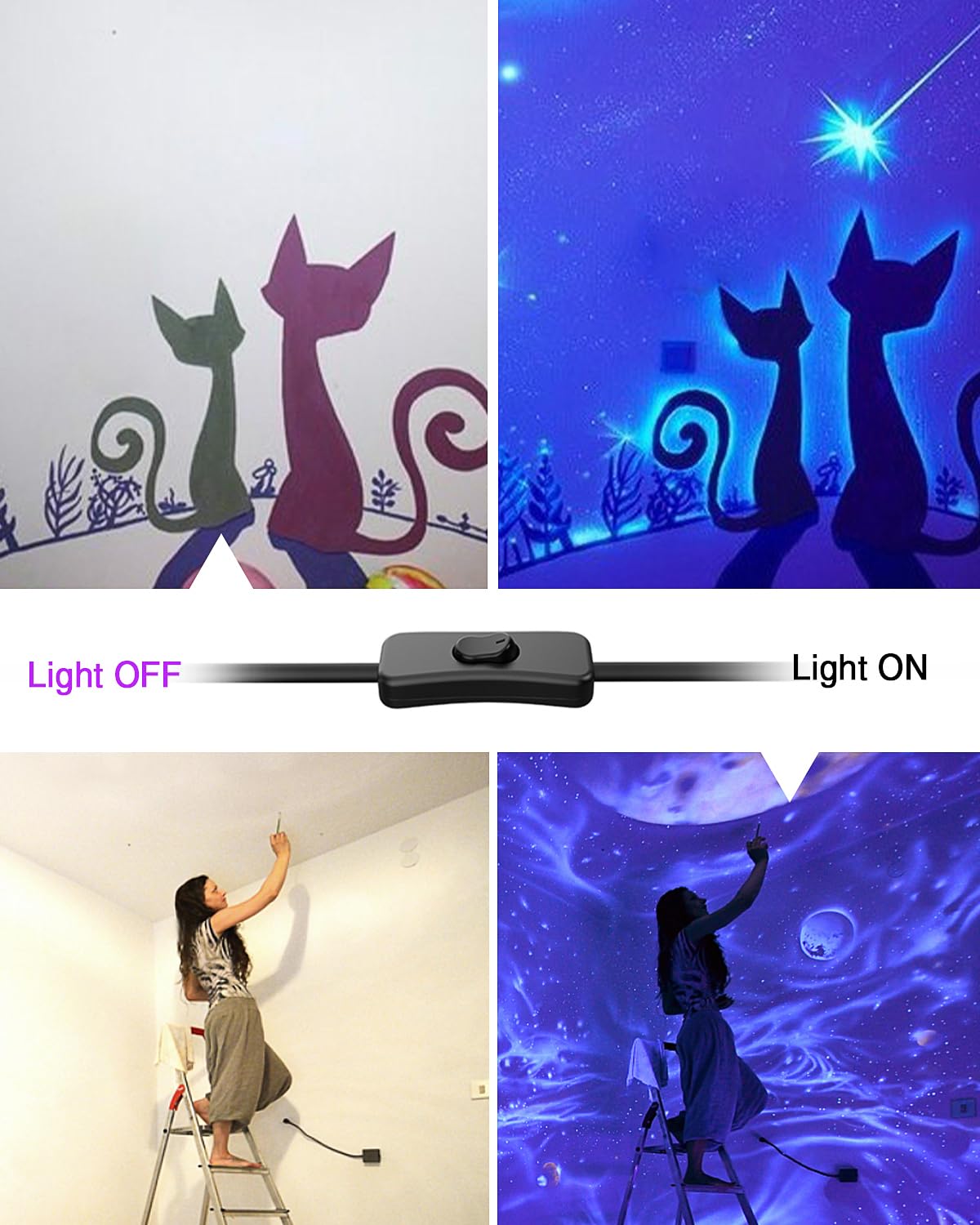 Onforu 42W LED Black Light Bars, 8 Pack, Aluminum, Plug & Switch, Glow in The Dark, Black, Model CTC42UV