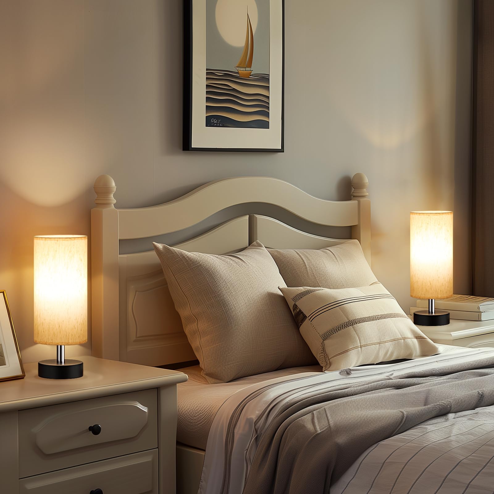 Partageiz Small Table Lamp For Bedroom Set Of 2 - Bedside Lamps For Night Stands, Minimalist Nightstand Light Lamp, Desk Lamps For Reading Room, Kids Room, Living Room, Office, Dorm